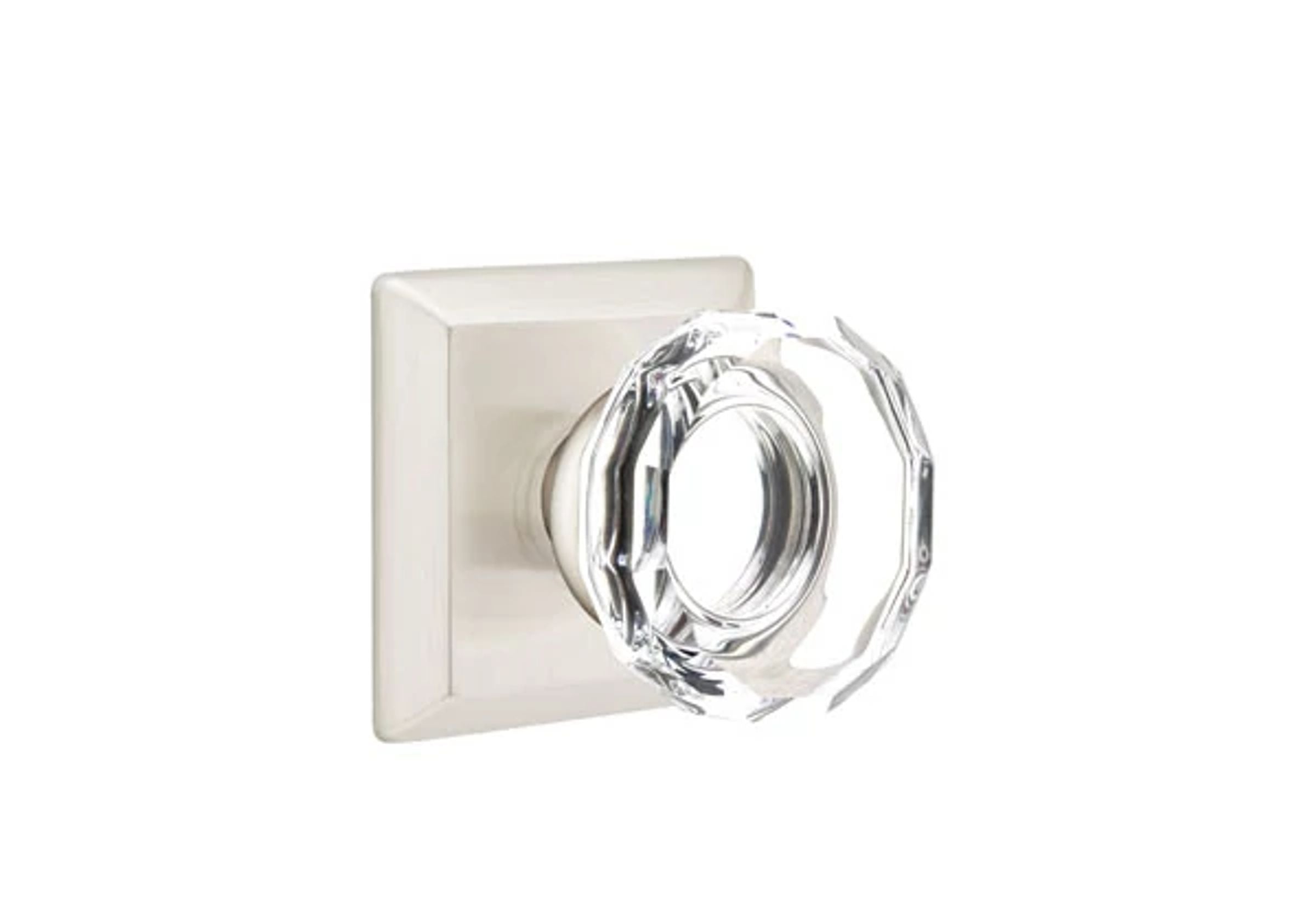 Emtek Lowell Glass Knob Set with Quincy Rosette