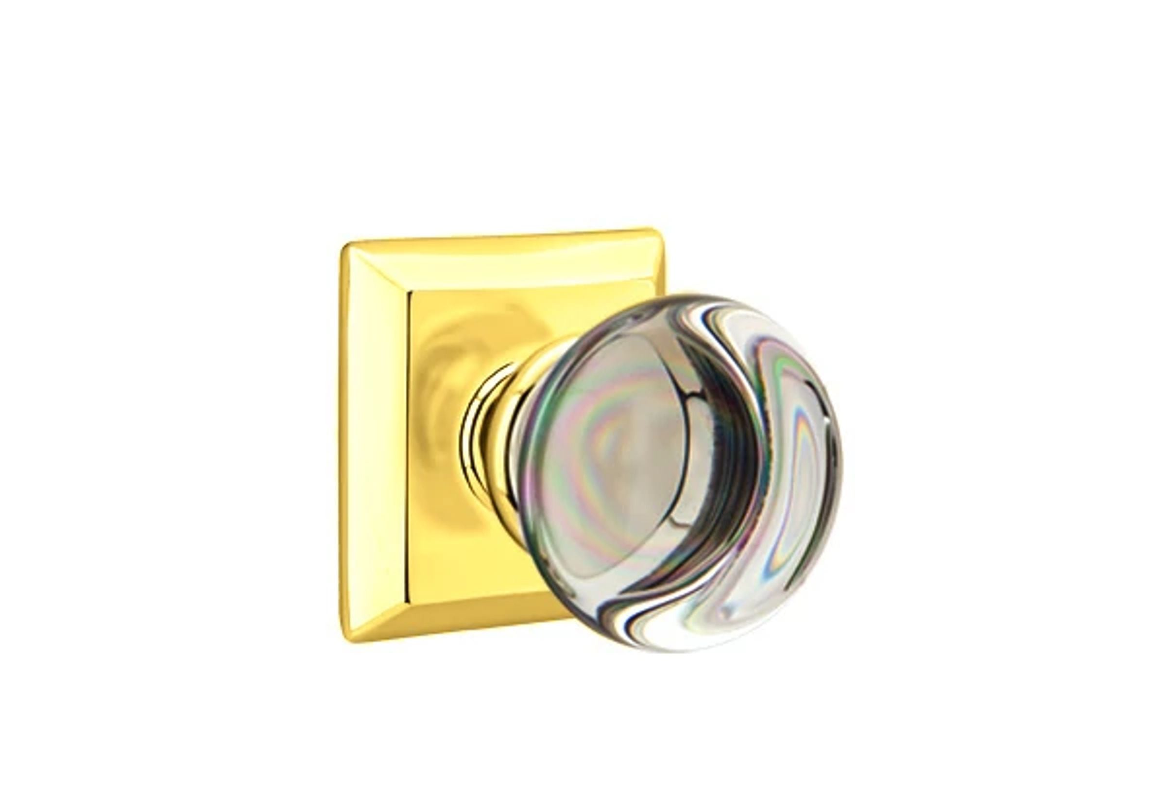 Emtek Concealed Fastener Providence Glass Knob Set with Quincy Rosette