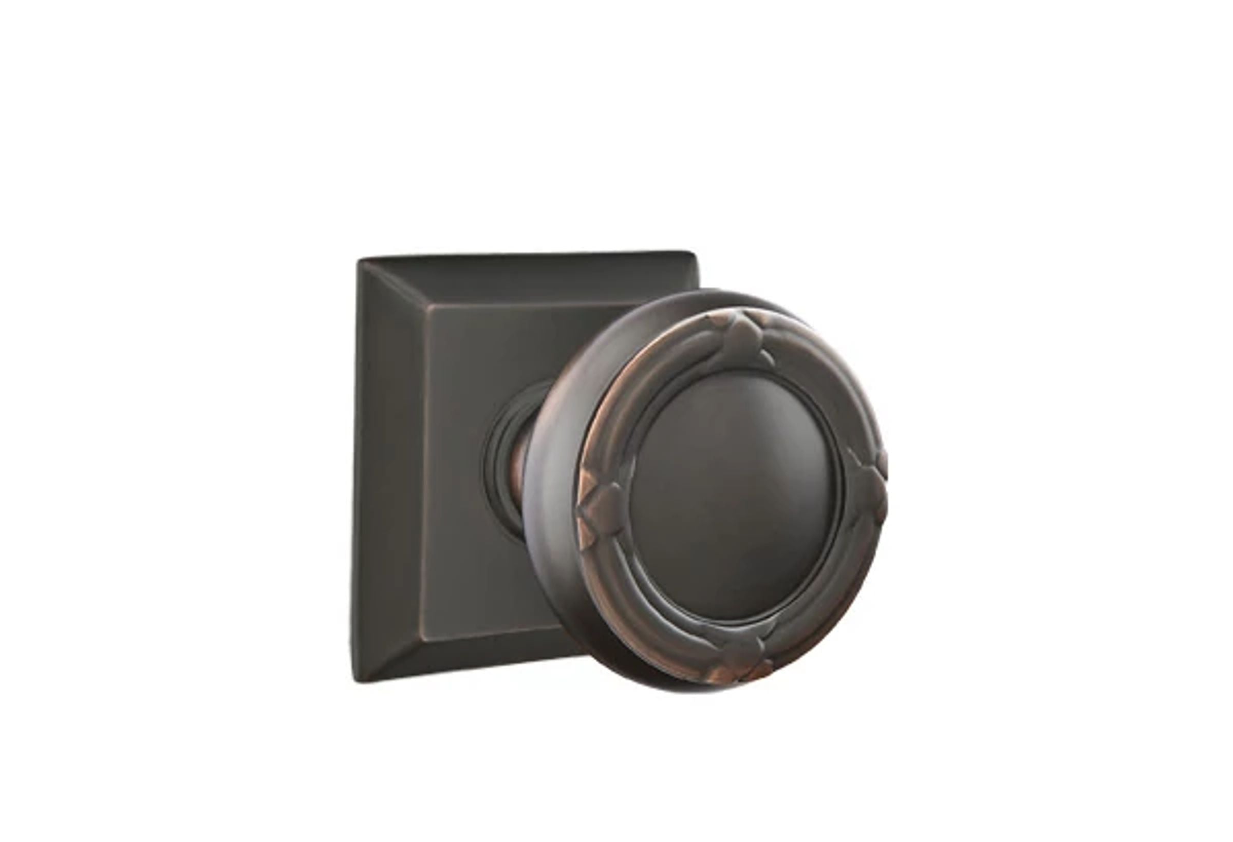 Emtek Concealed Fastener Ribbon & Reed Knob Set with Quincy Rosette