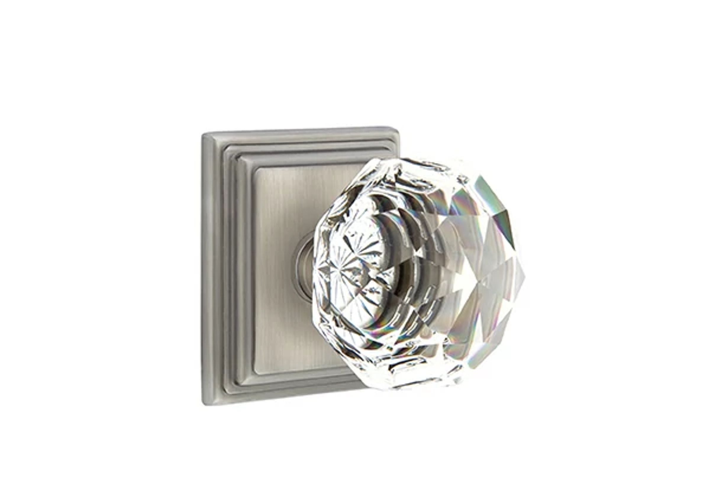 Emtek Diamond Glass Knob Set with Wilshire Rosette