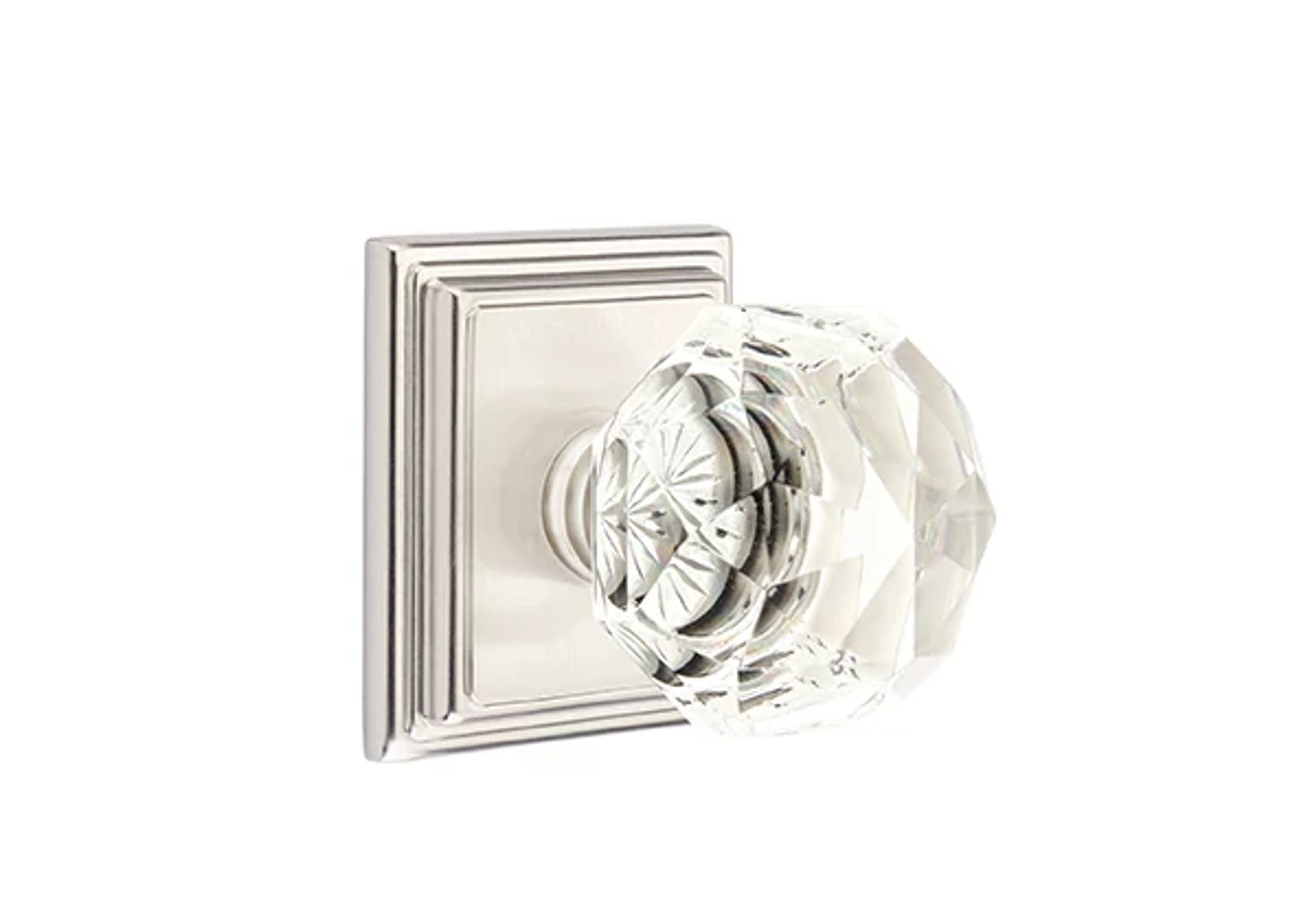 Emtek Diamond Glass Knob Set with Wilshire Rosette