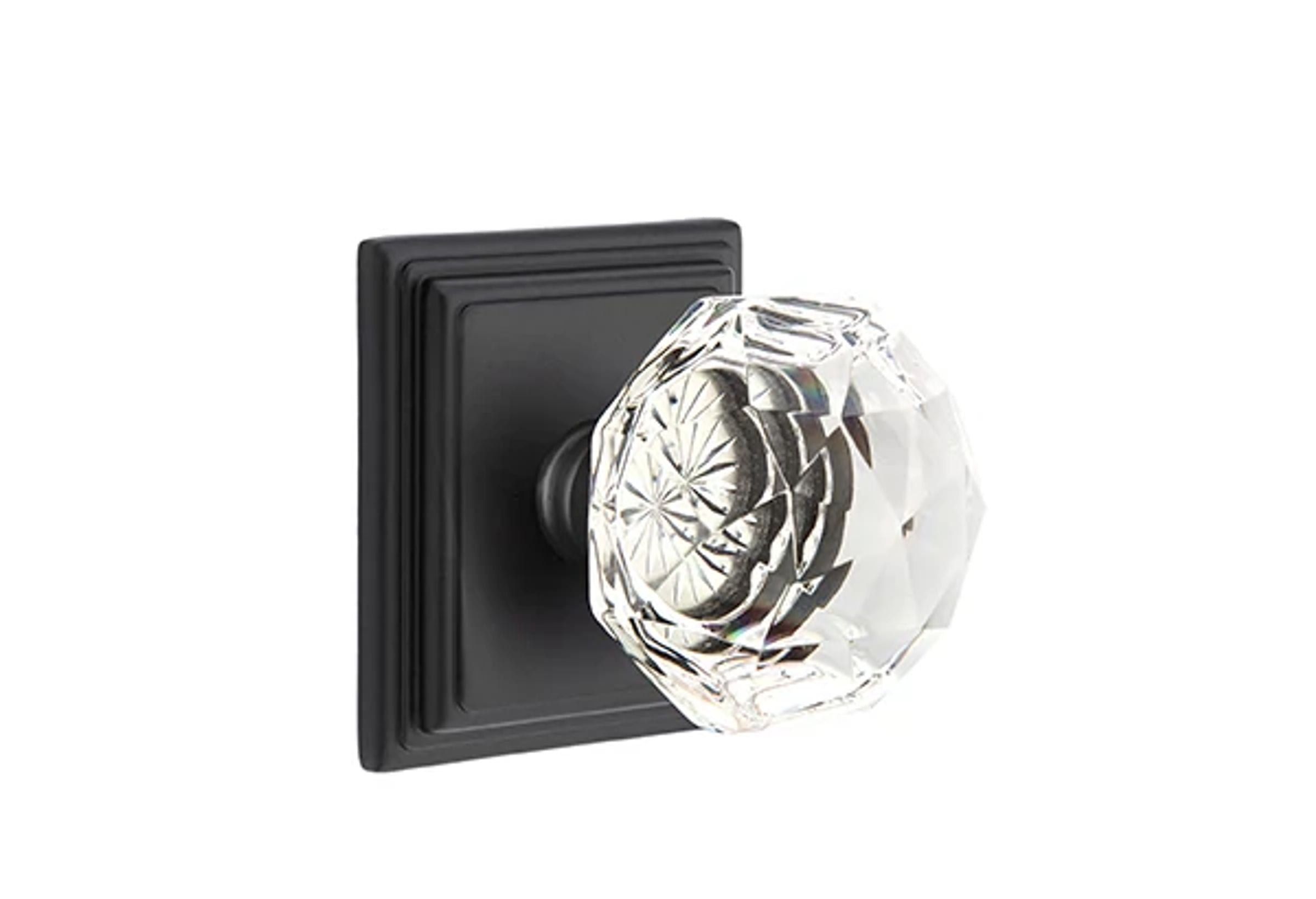 Emtek Diamond Glass Knob Set with Wilshire Rosette
