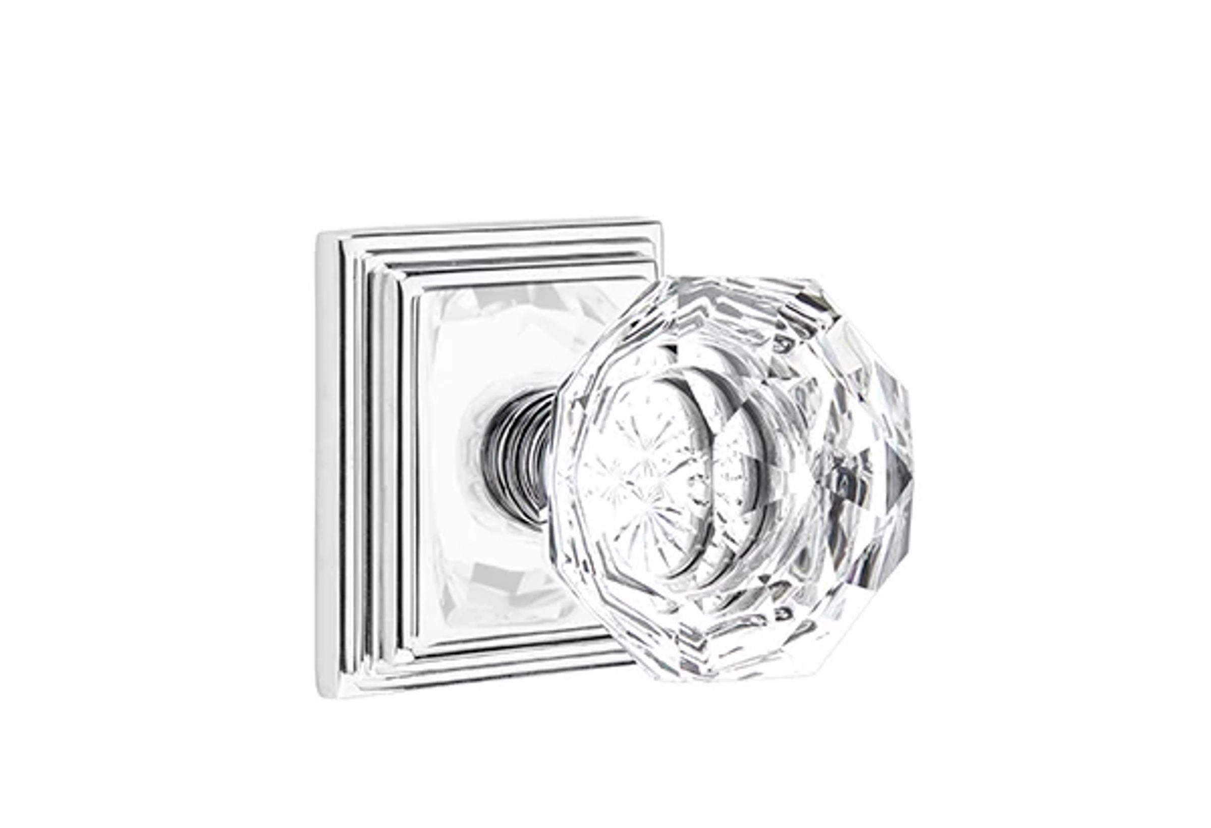 Emtek Diamond Glass Knob Set with Wilshire Rosette