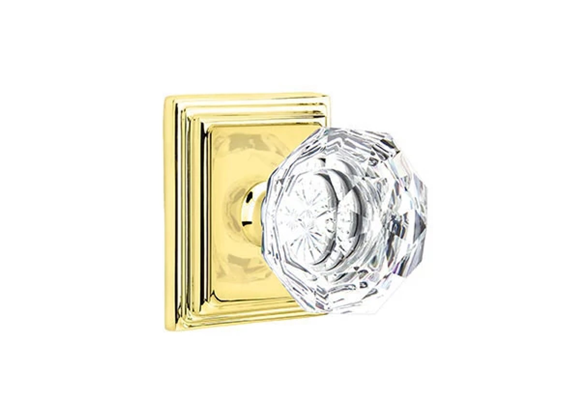 Emtek Diamond Glass Knob Set with Wilshire Rosette