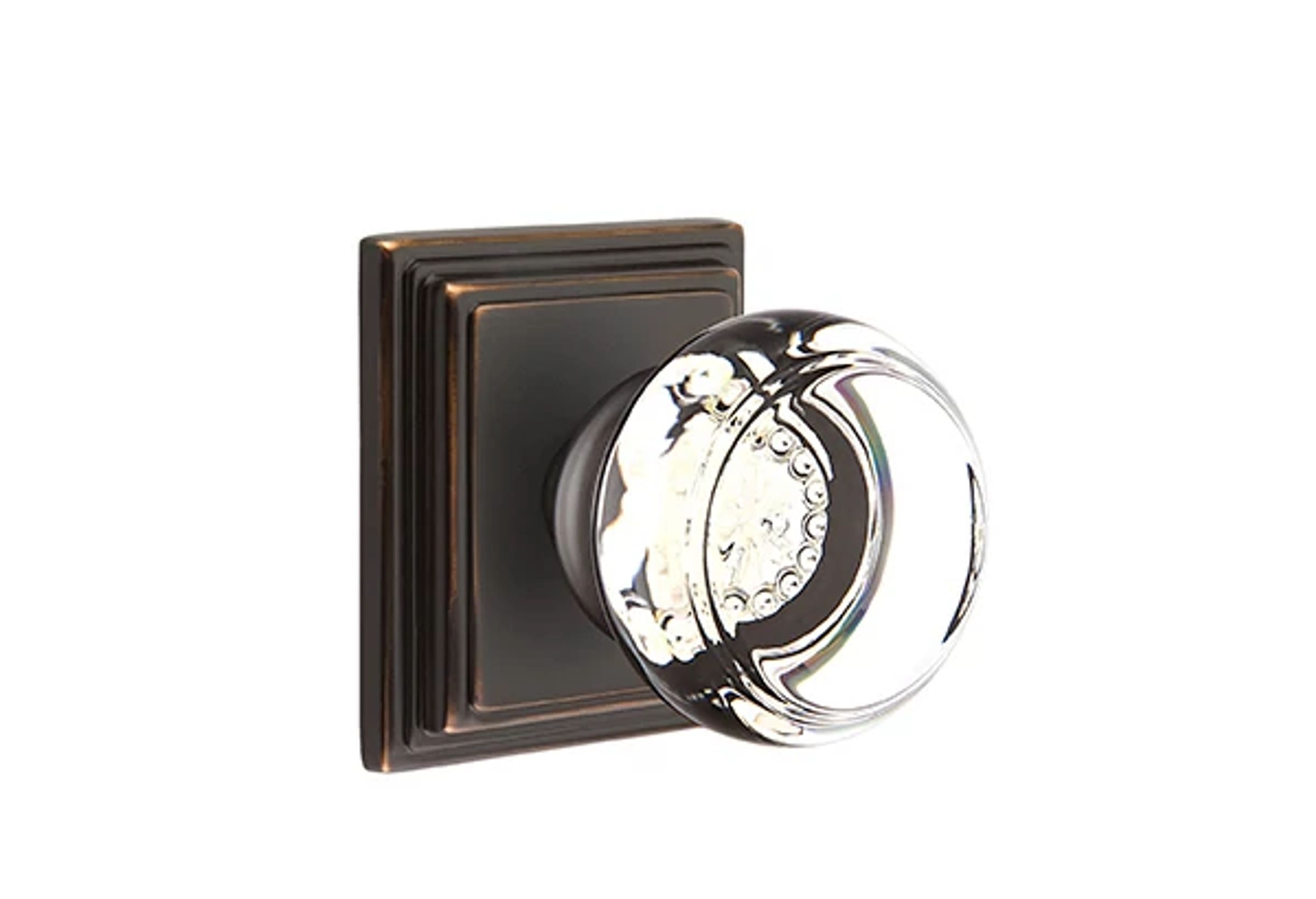 Emtek Concealed Fastener Georgetown Glass Knob Set with Wilshire Rosette