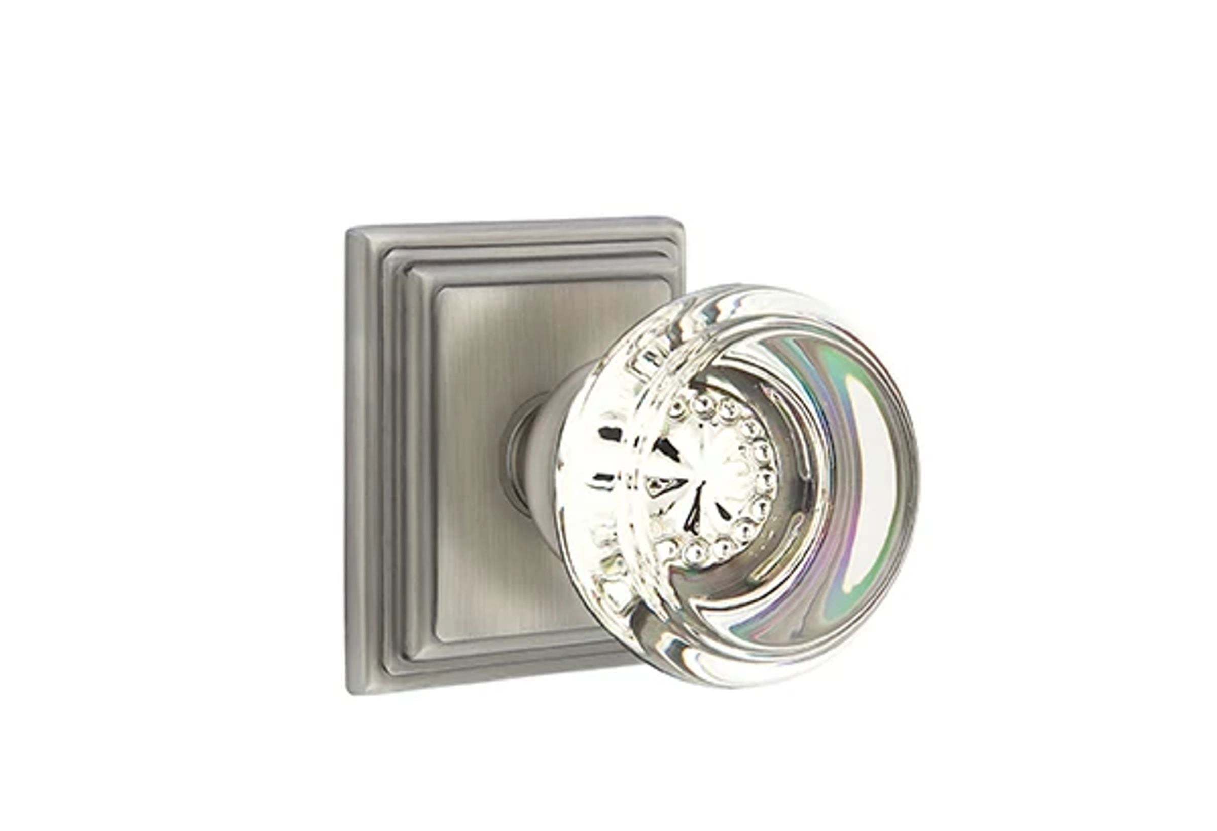 Emtek Concealed Fastener Georgetown Glass Knob Set with Wilshire Rosette