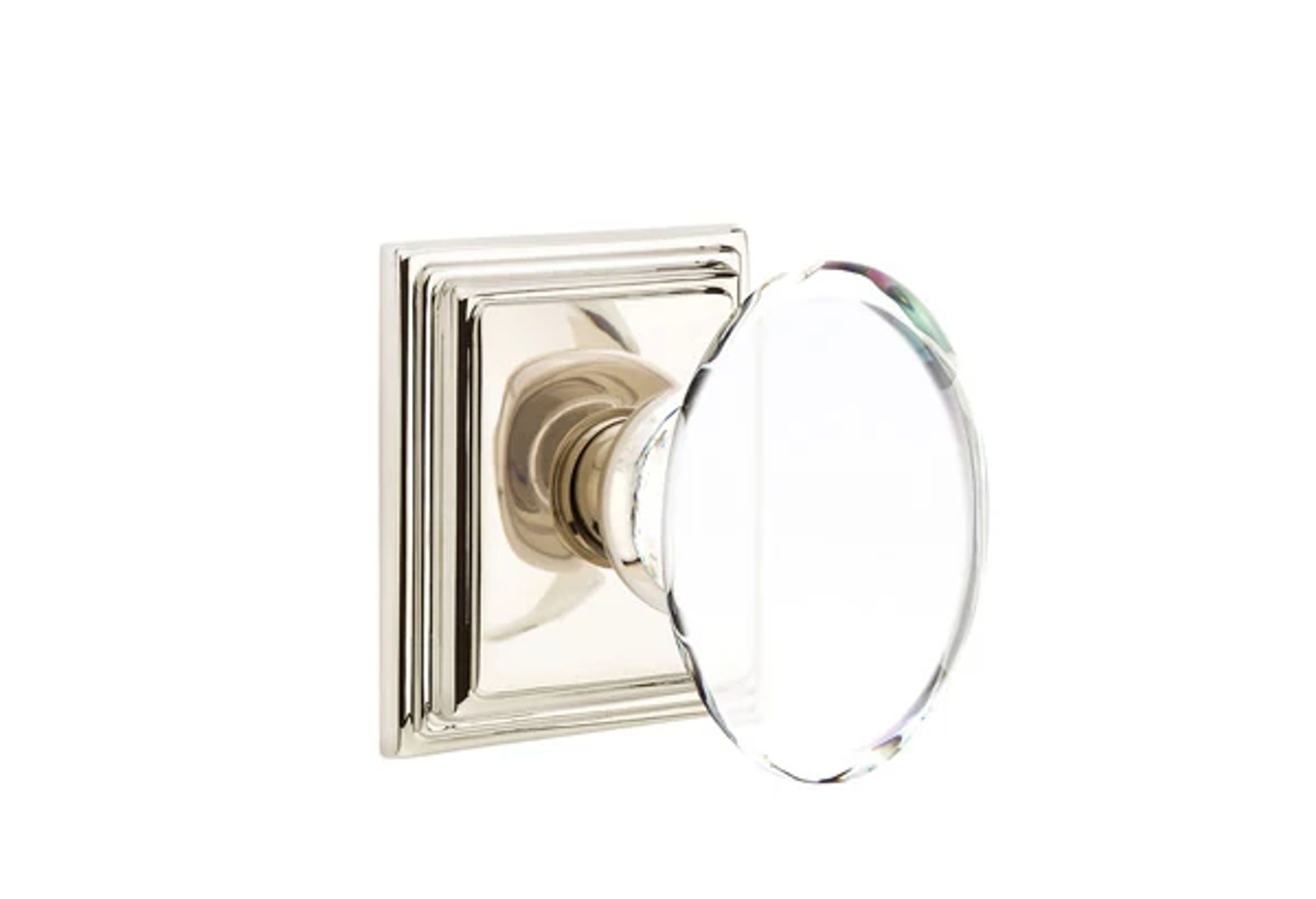 Emtek Concealed Fastener Hampton Glass Knob Set with Wilshire Rosette