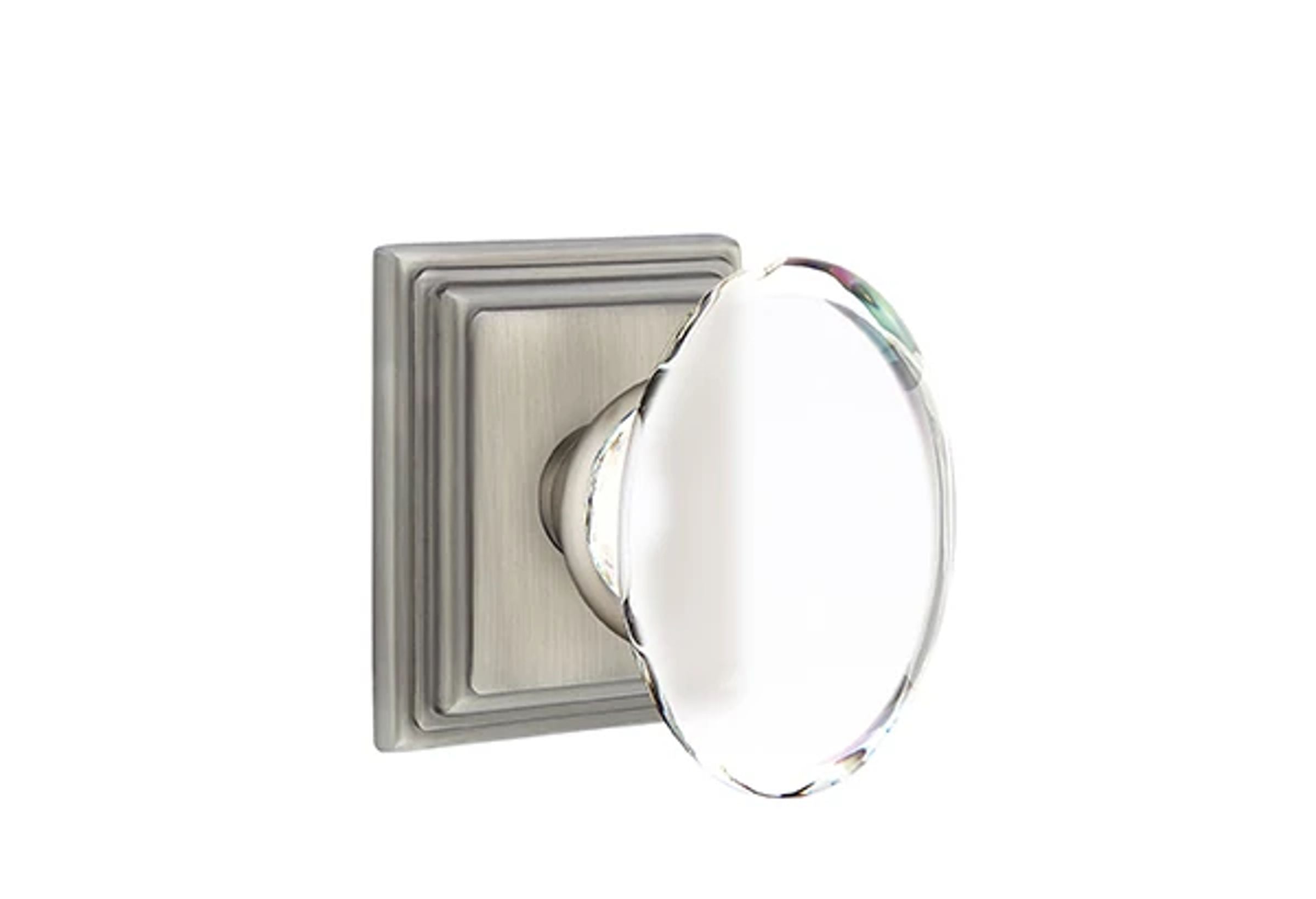 Emtek Concealed Fastener Hampton Glass Knob Set with Wilshire Rosette