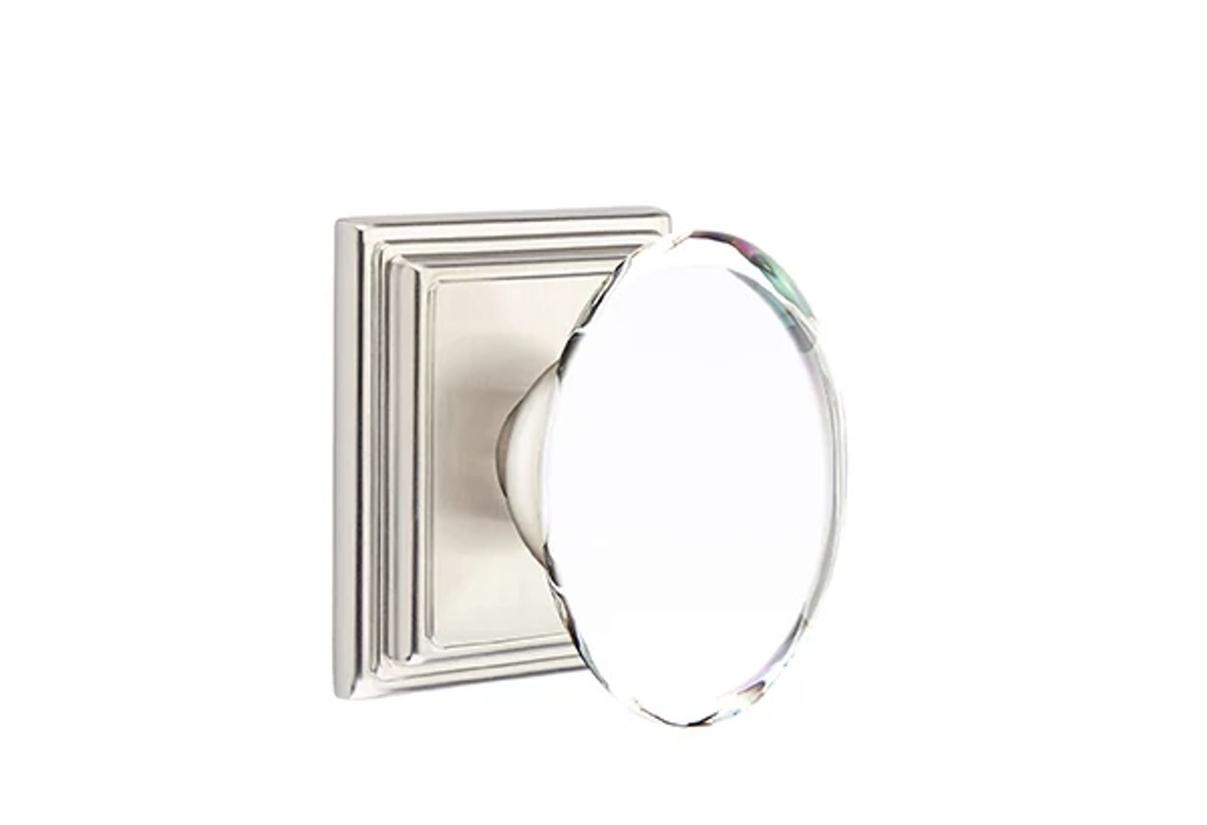 Emtek Concealed Fastener Hampton Glass Knob Set with Wilshire Rosette