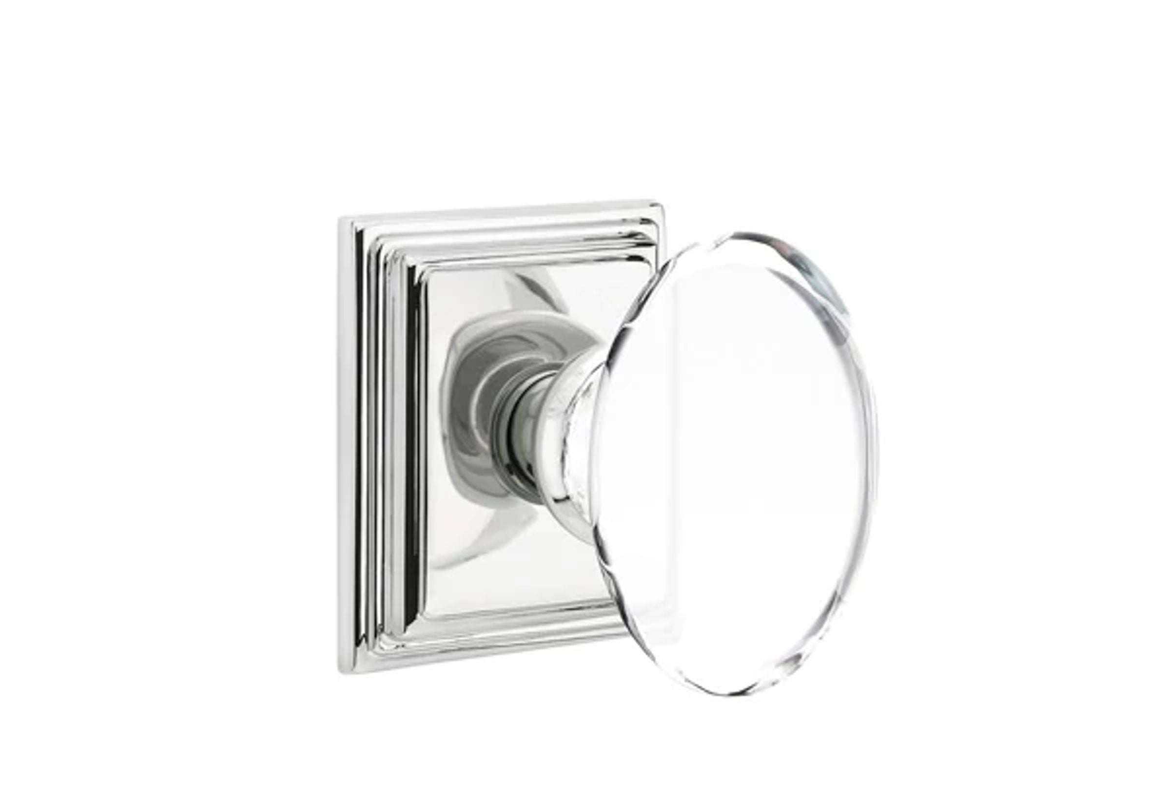 Emtek Concealed Fastener Hampton Glass Knob Set with Wilshire Rosette