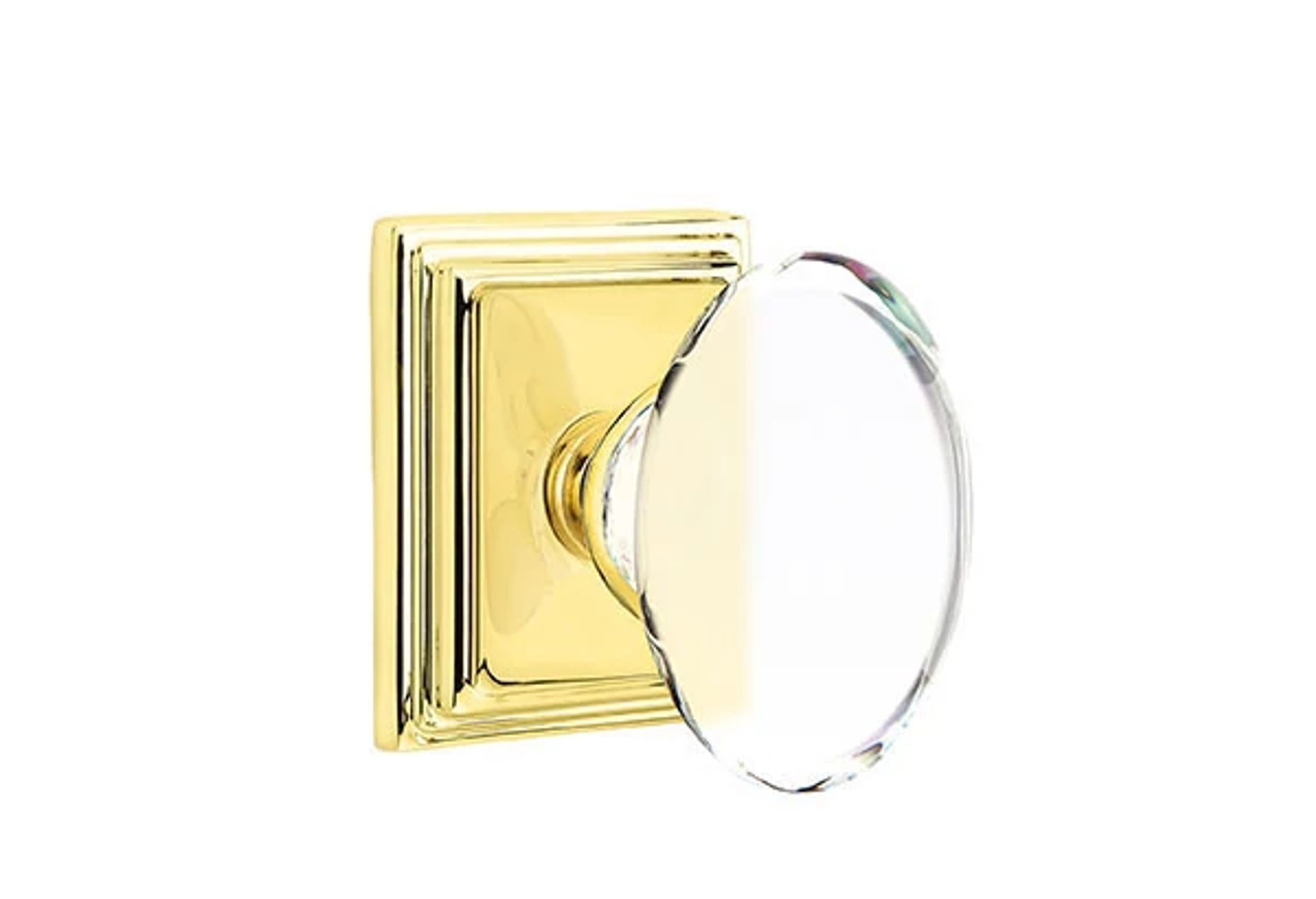 Emtek Concealed Fastener Hampton Glass Knob Set with Wilshire Rosette