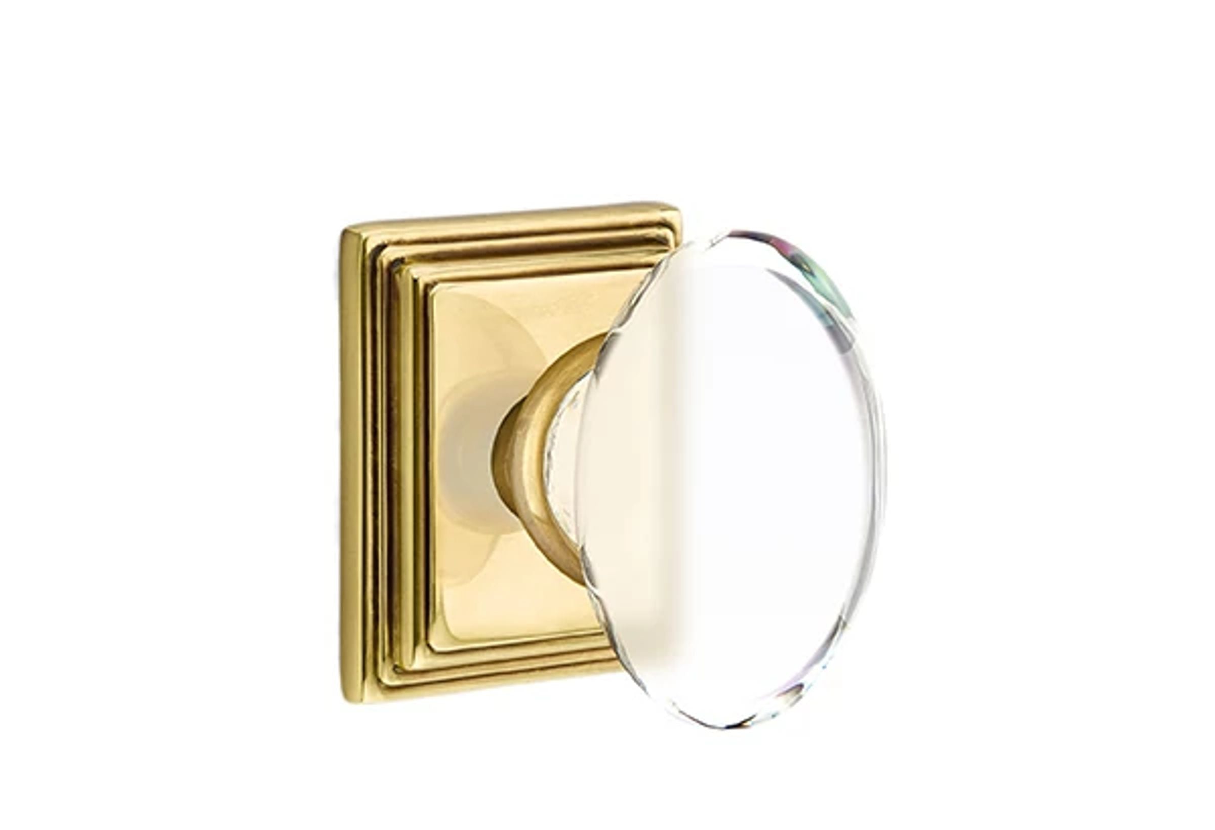 Emtek Concealed Fastener Hampton Glass Knob Set with Wilshire Rosette