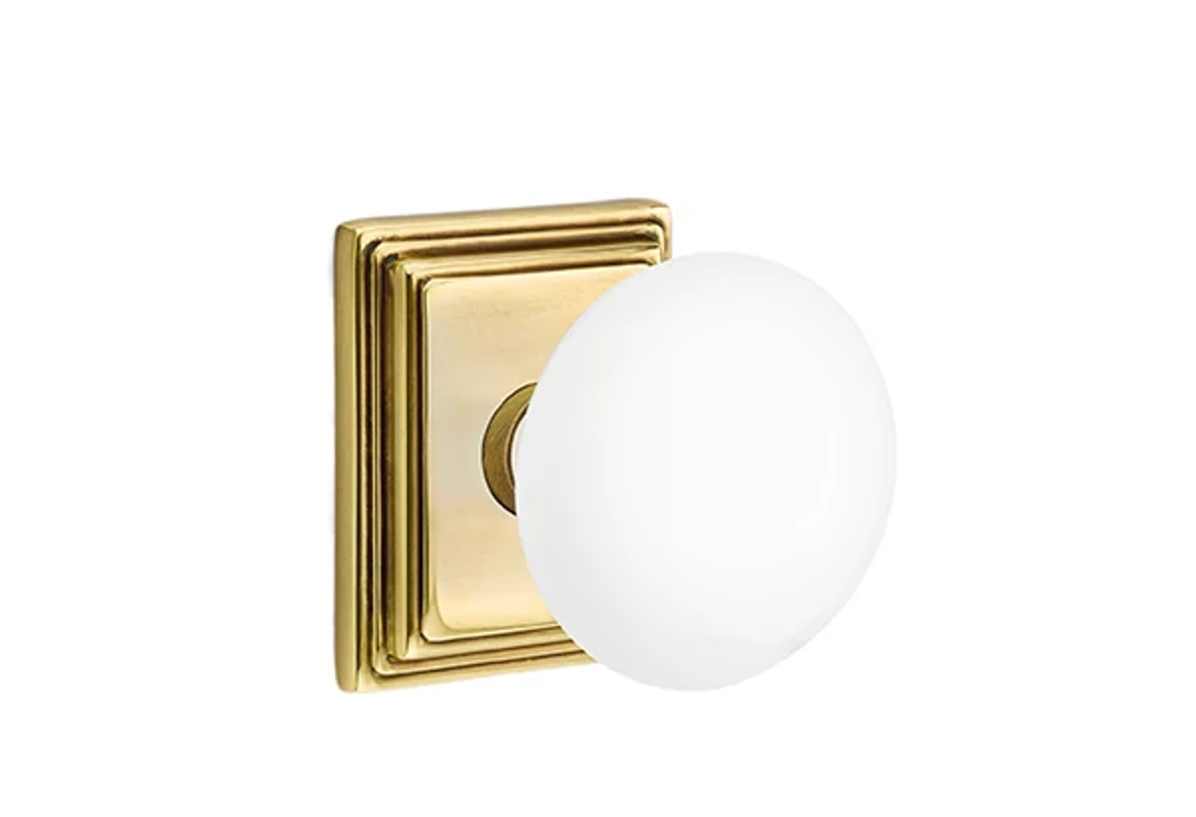 Emtek Ice White Porcelain Knob Set with Wilshire Rosette