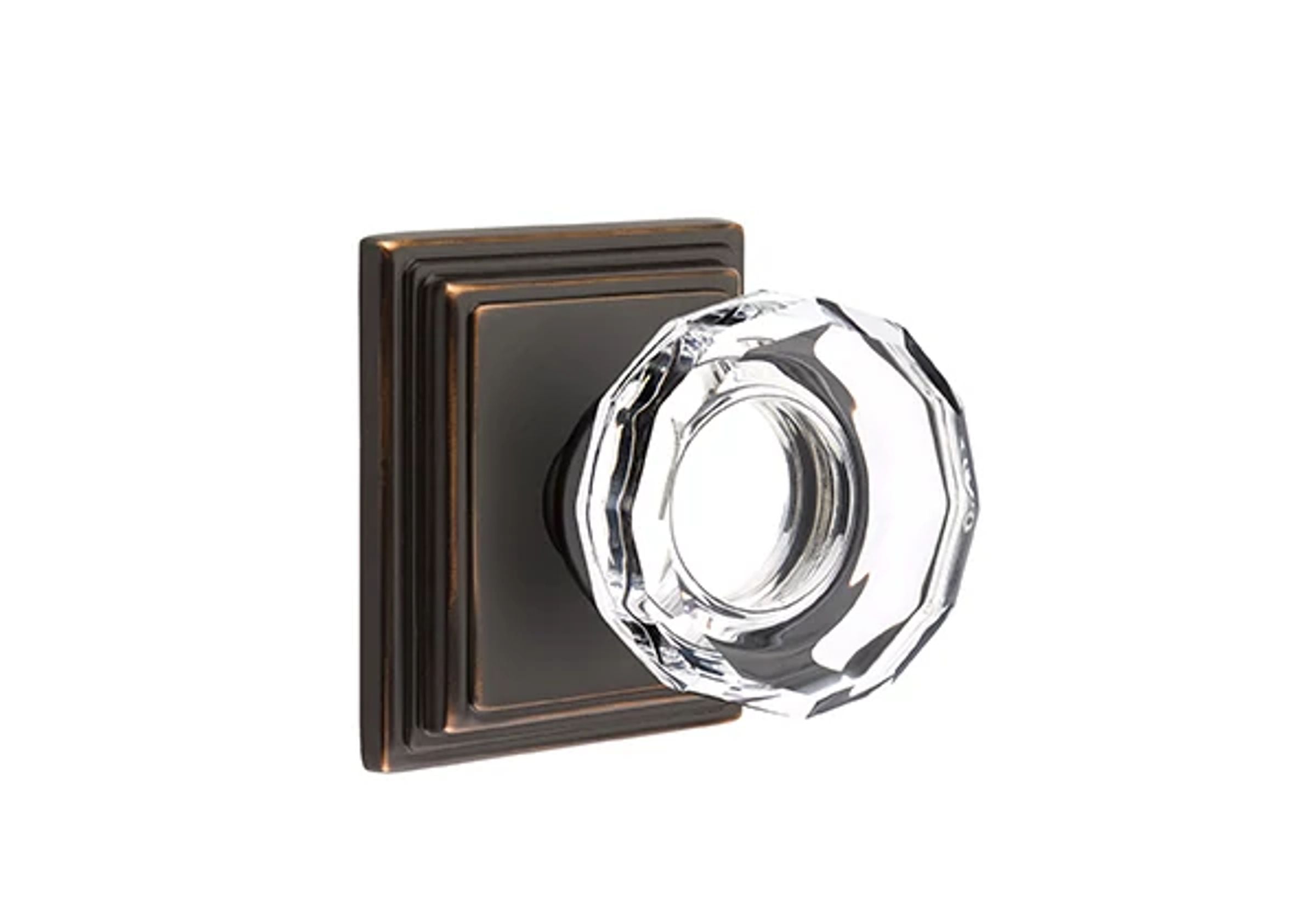 Emtek Lowell Glass Knob Set with Wilshire Rosette