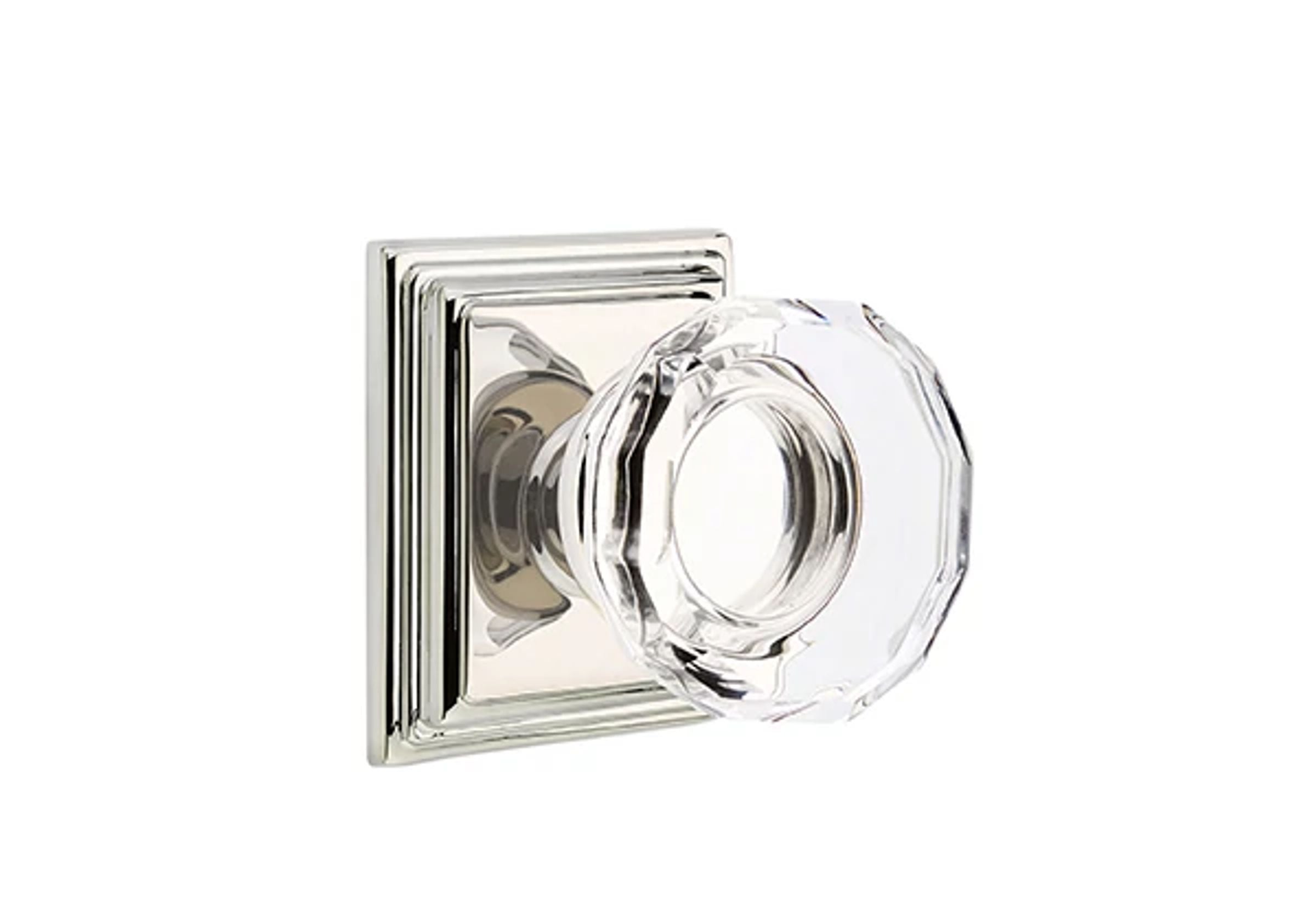 Emtek Lowell Glass Knob Set with Wilshire Rosette
