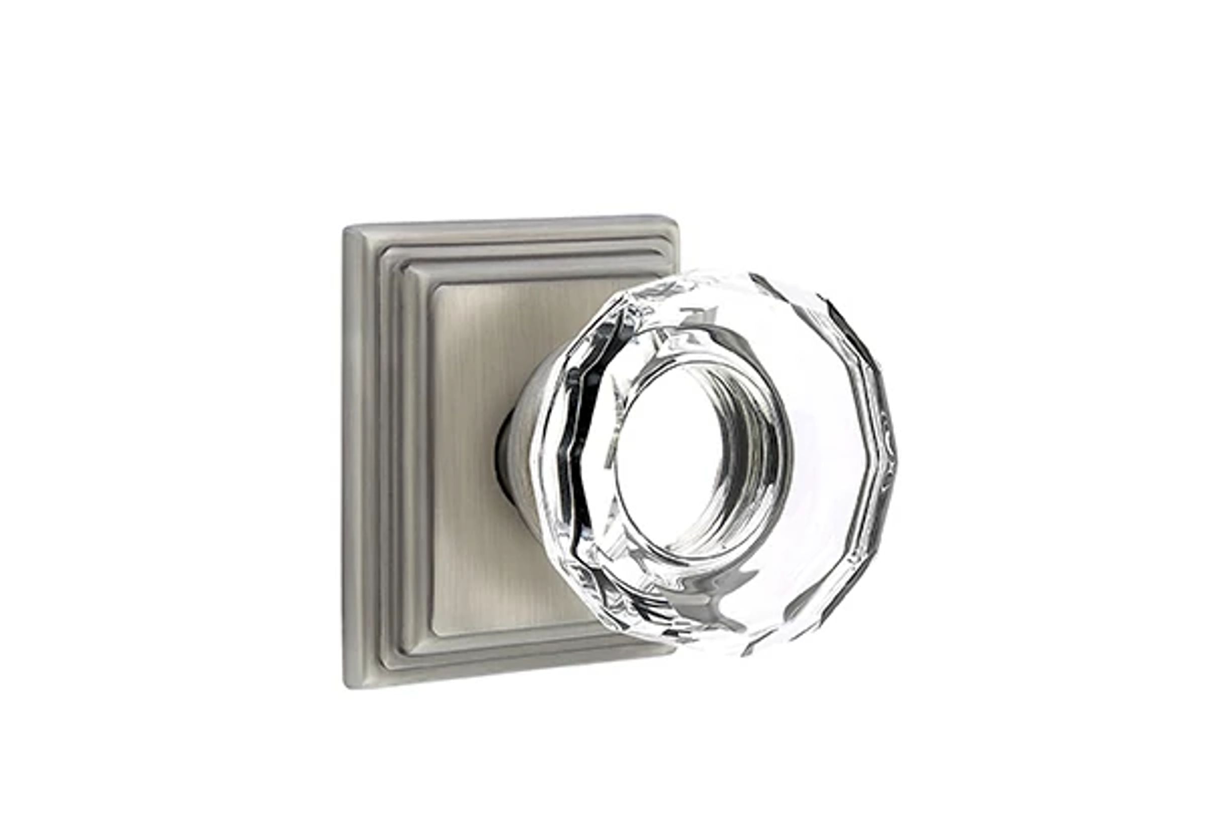 Emtek Concealed Fastener Lowell Glass Knob Set with Wilshire Rosette