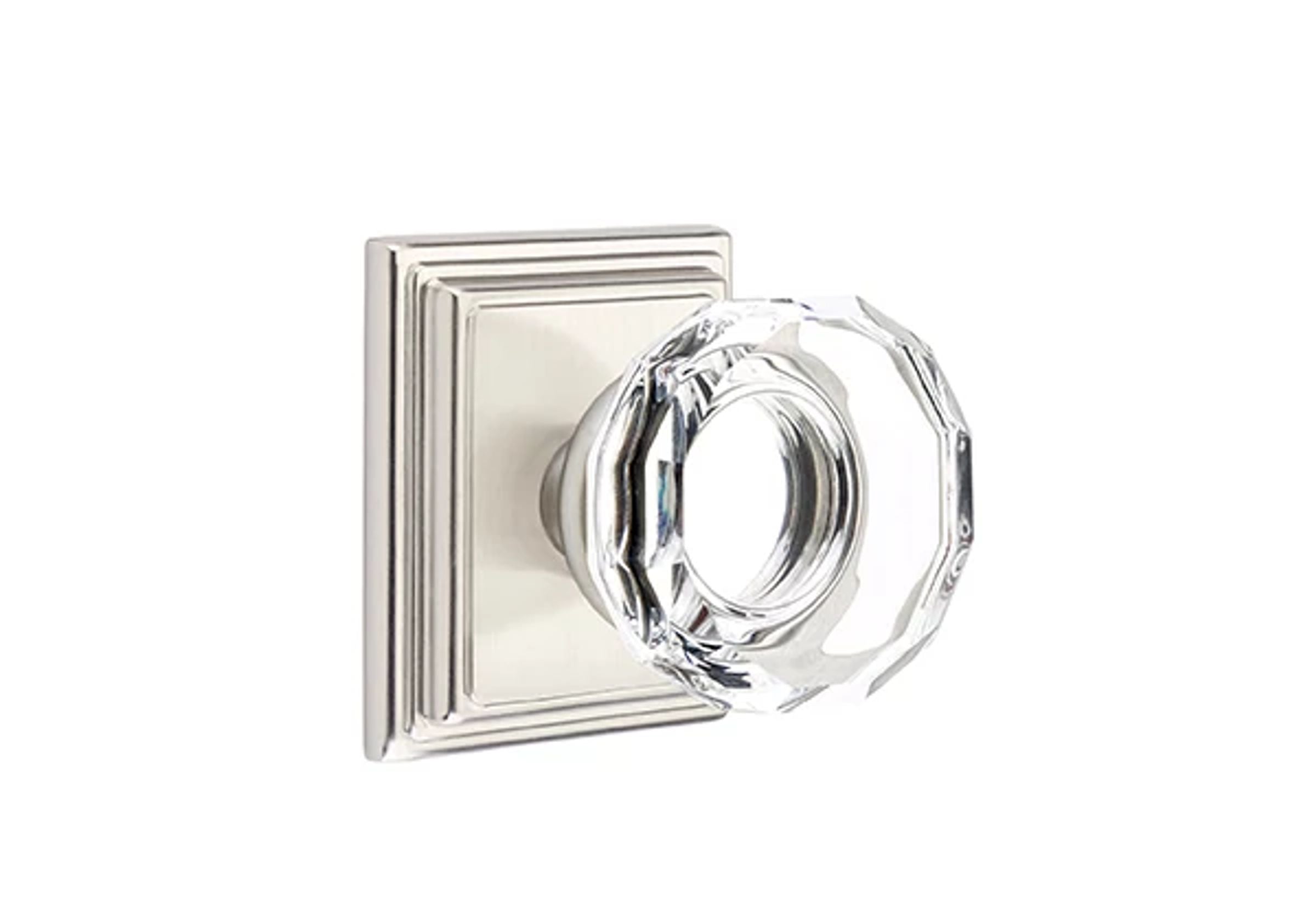 Emtek Concealed Fastener Lowell Glass Knob Set with Wilshire Rosette