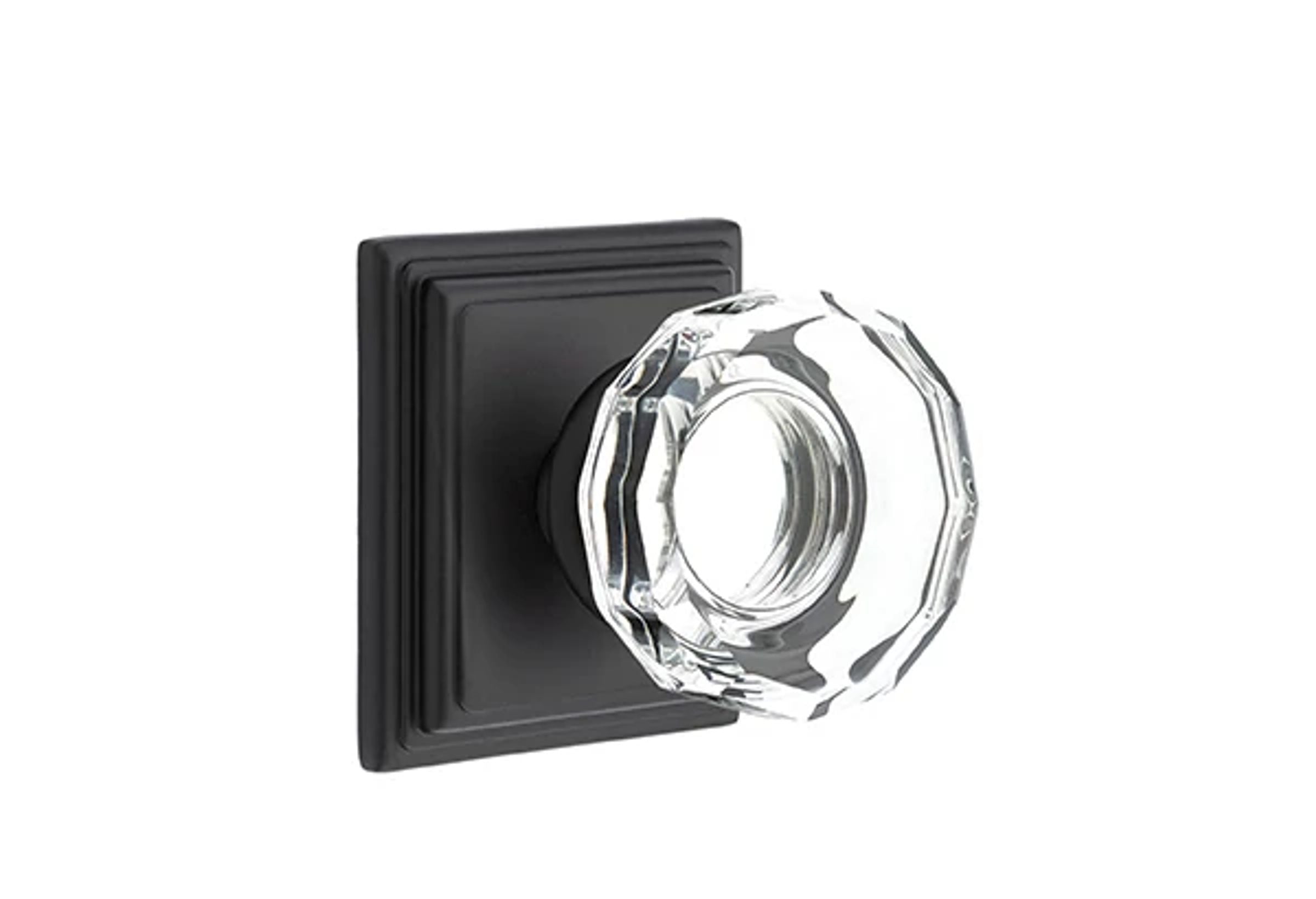 Emtek Lowell Glass Knob Set with Wilshire Rosette