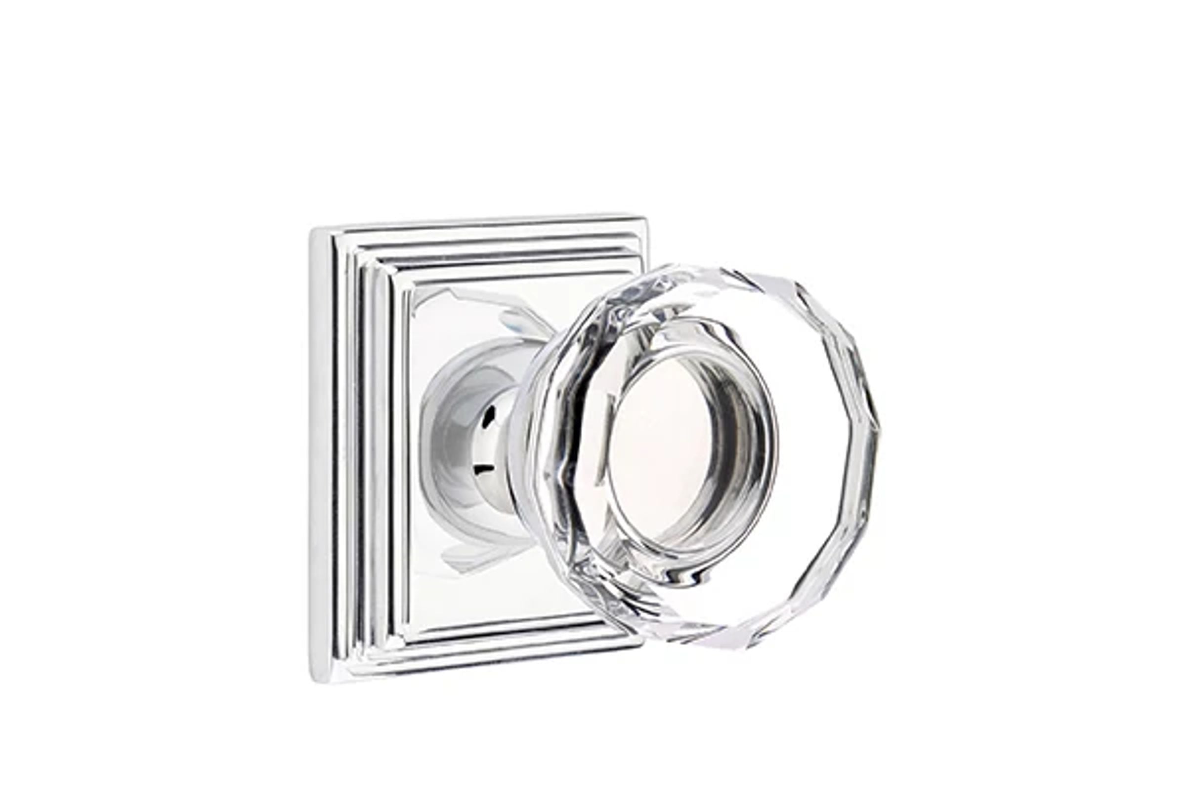 Emtek Lowell Glass Knob Set with Wilshire Rosette