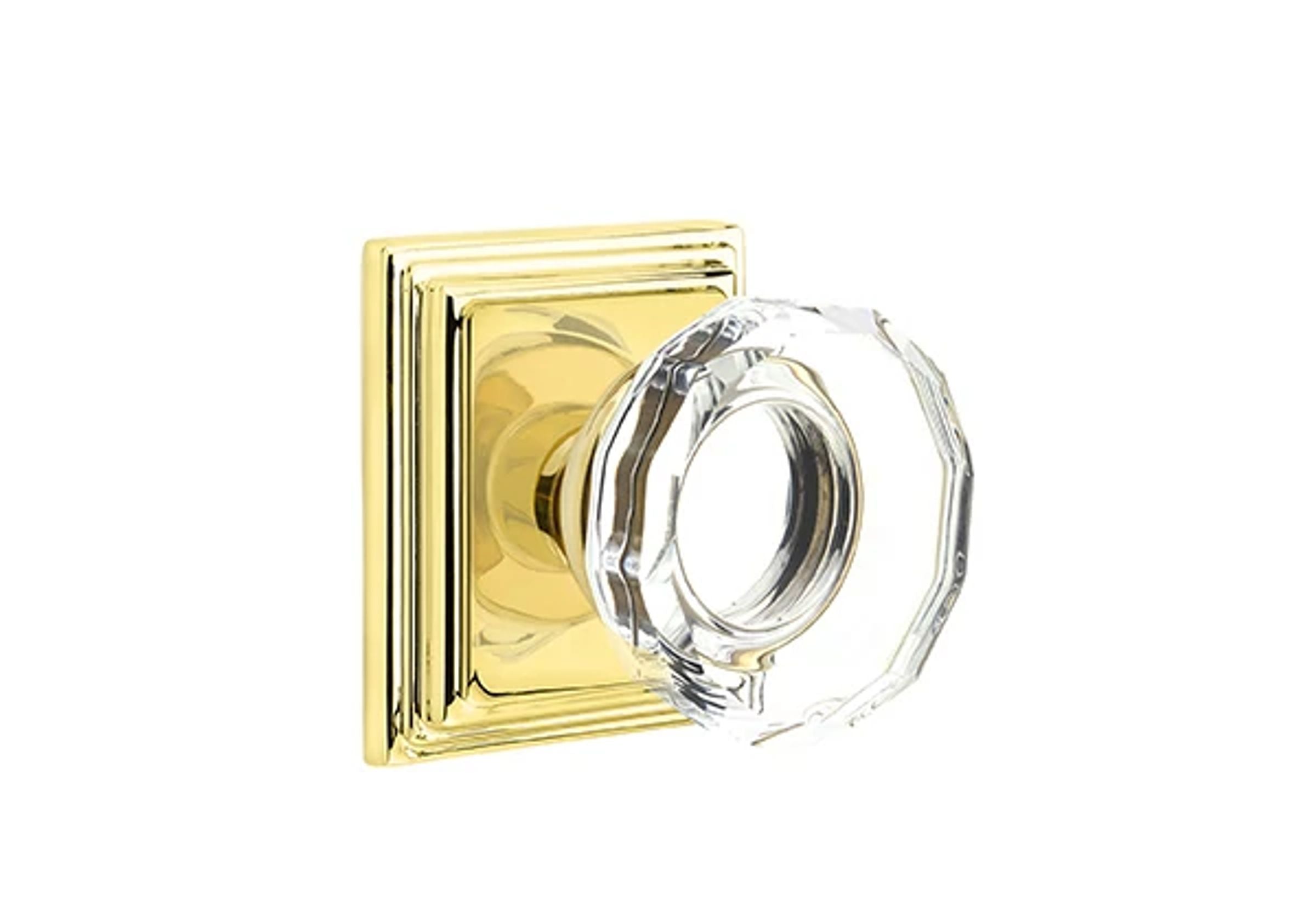 Emtek Concealed Fastener Lowell Glass Knob Set with Wilshire Rosette