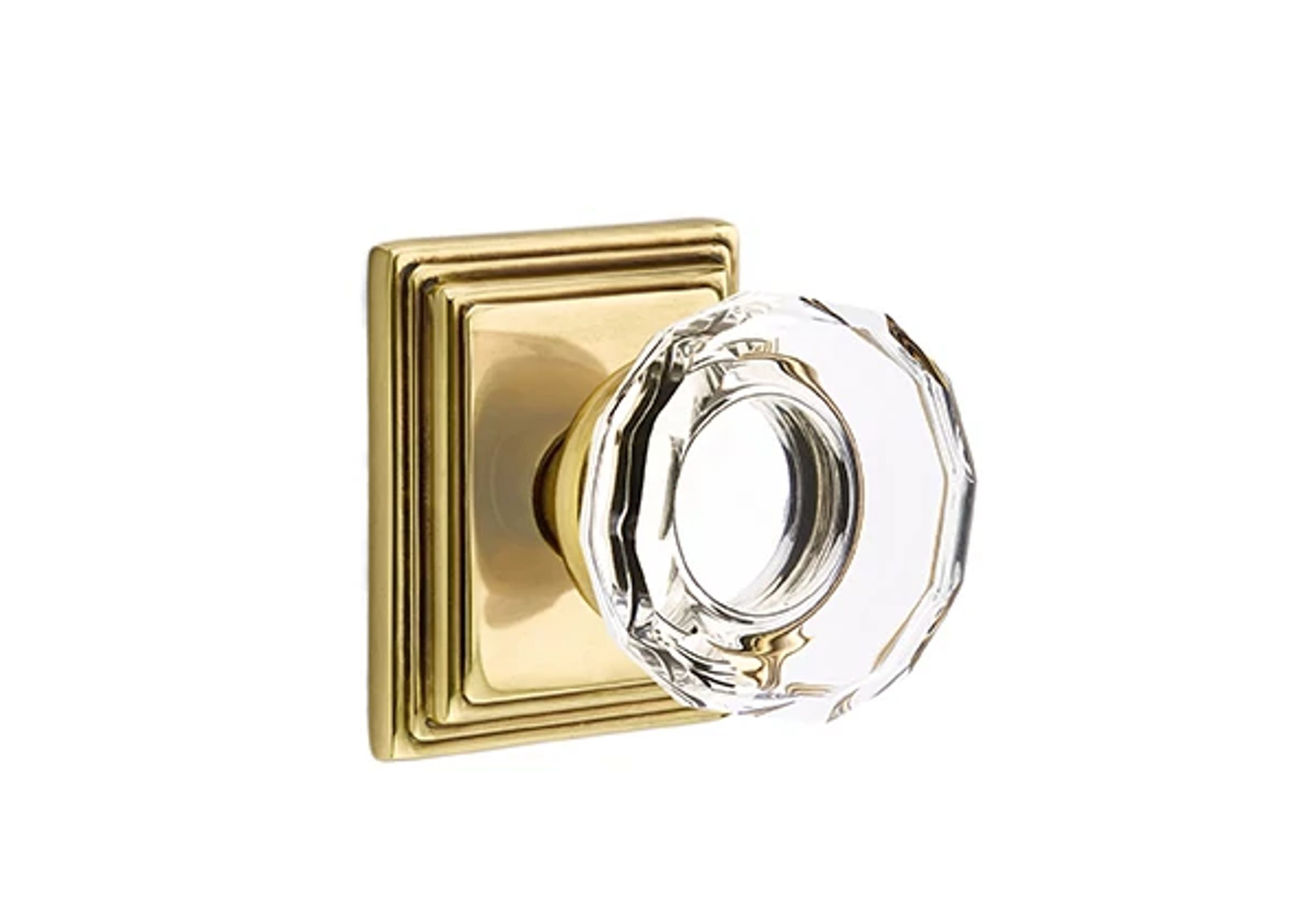 Emtek Lowell Glass Knob Set with Wilshire Rosette