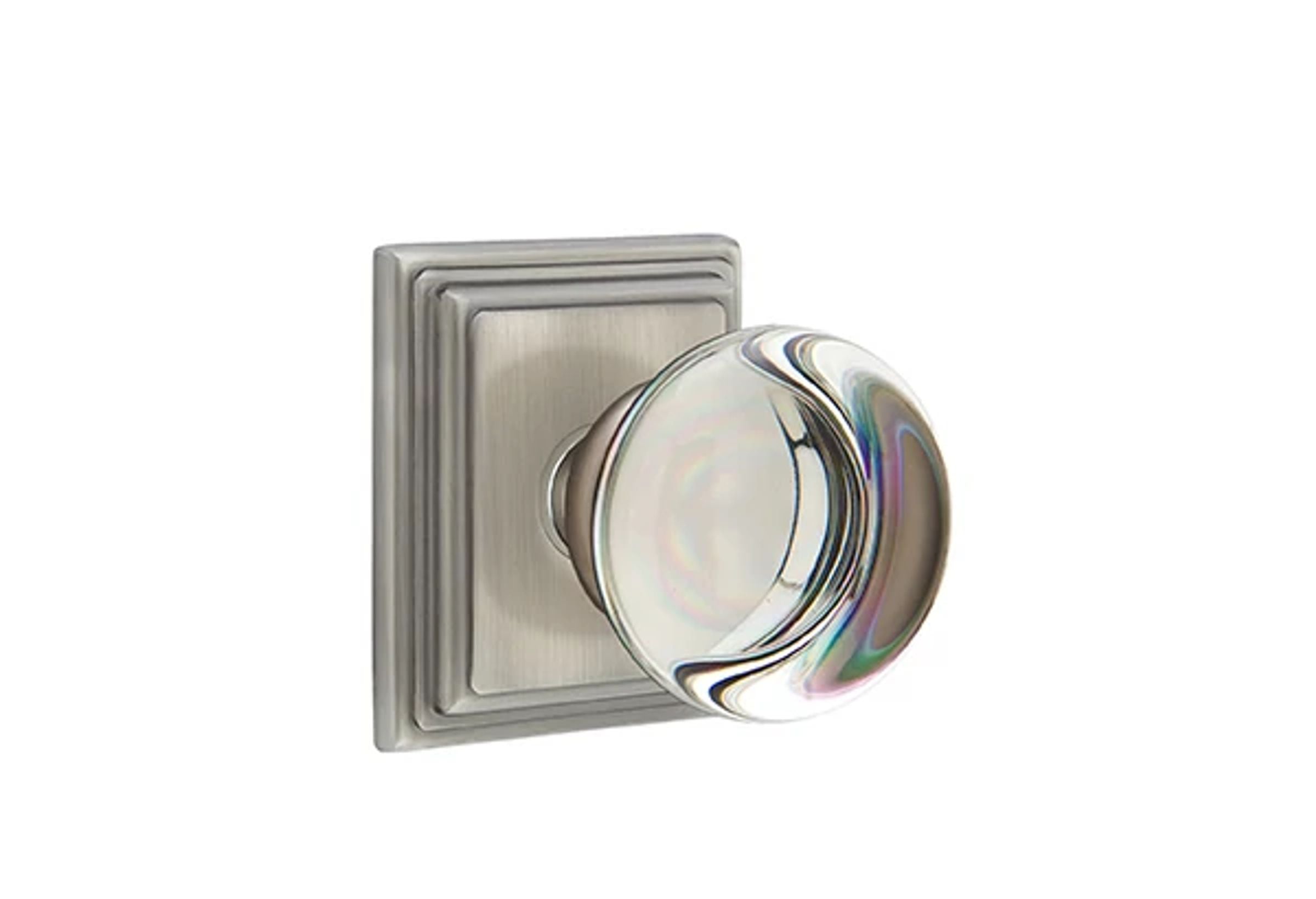 Emtek Concealed Fastener Providence Glass Knob Set with Wilshire Rosette