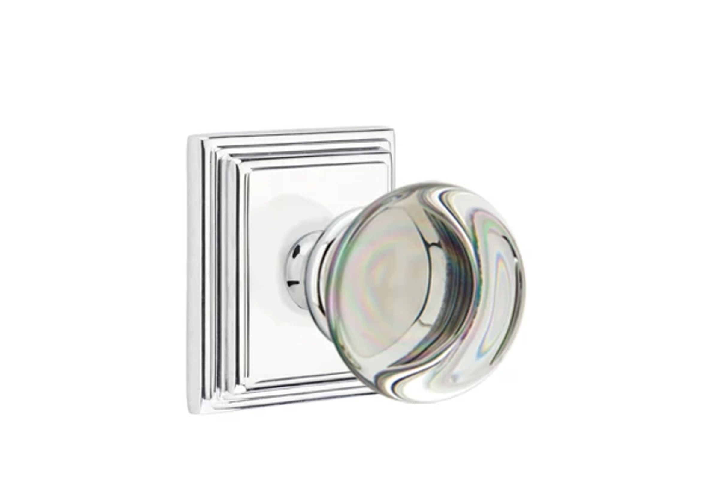 Emtek Providence Glass Knob Set with Wilshire Rosette