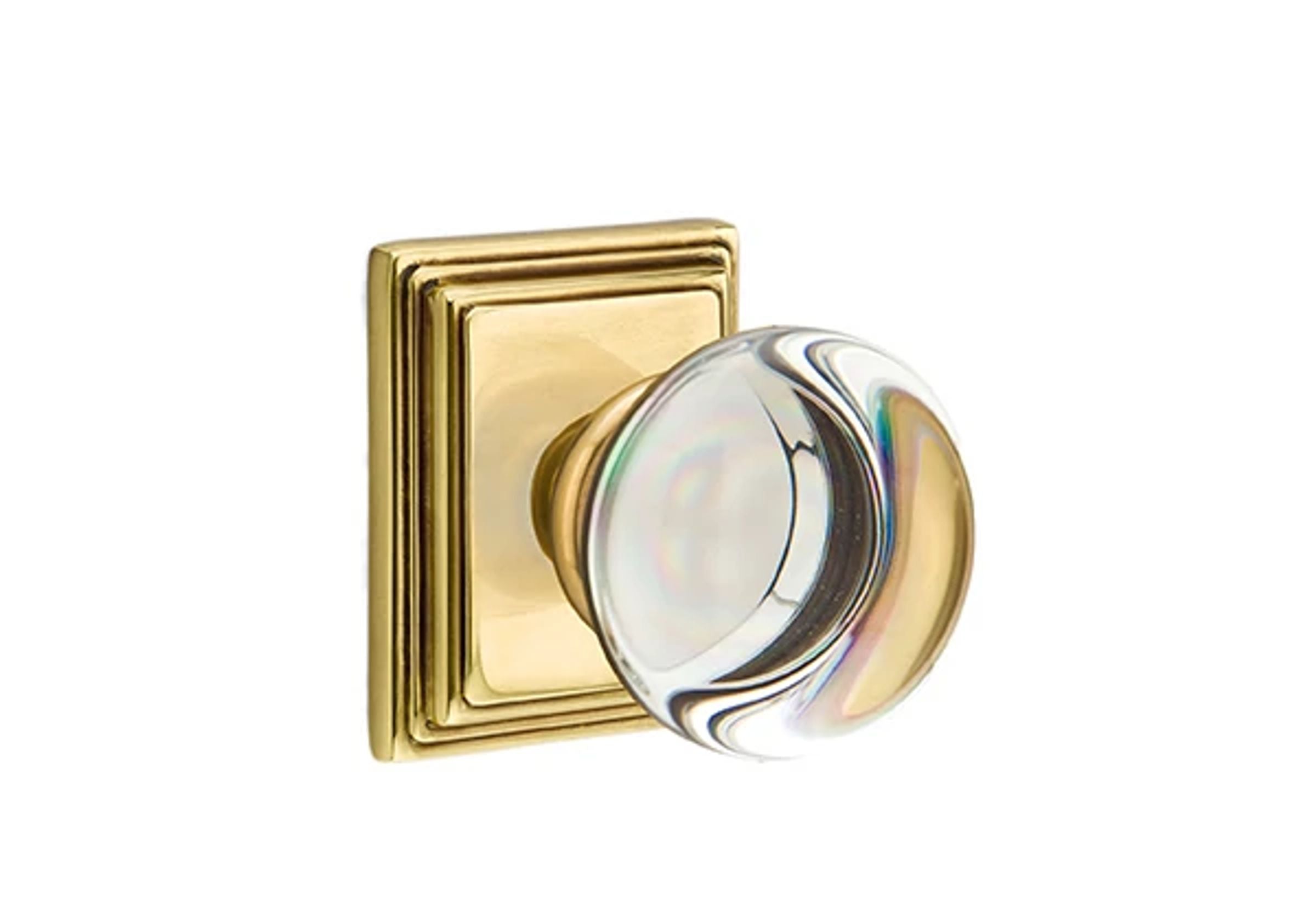 Emtek Concealed Fastener Providence Glass Knob Set with Wilshire Rosette