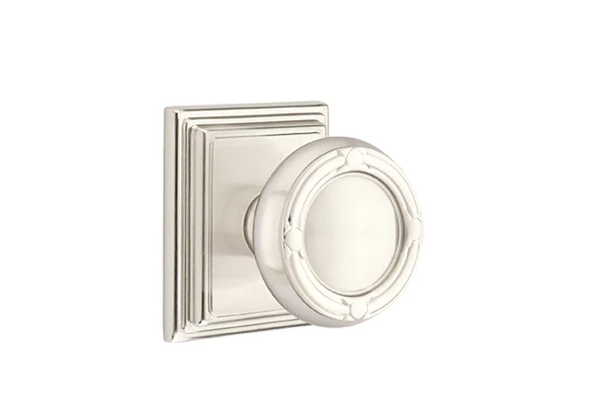 Emtek Concealed Fastener Ribbon & Reed Knob Set with Wilshire Rosette