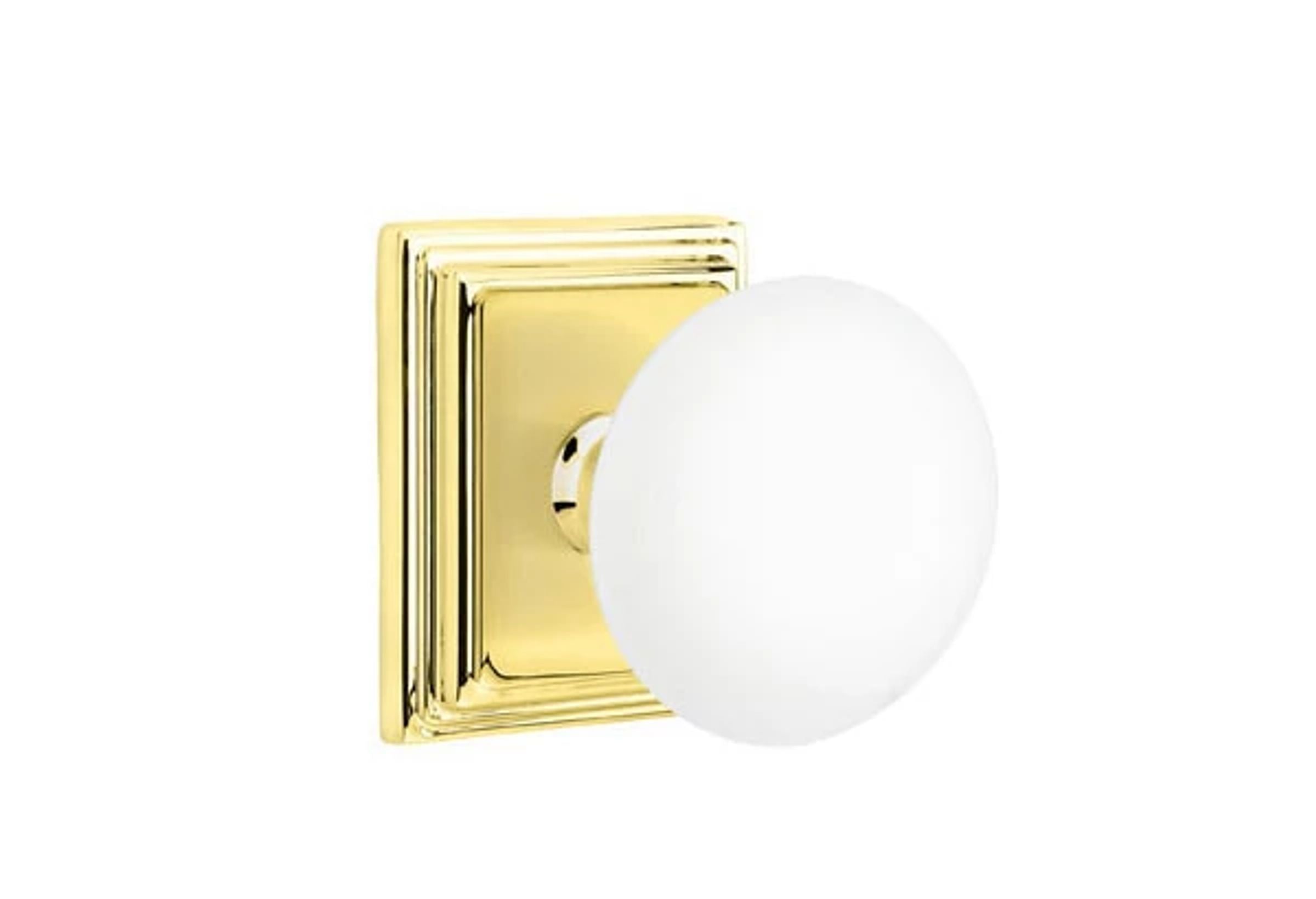 Emtek Ice White Porcelain Knob Set with Wilshire Rosette