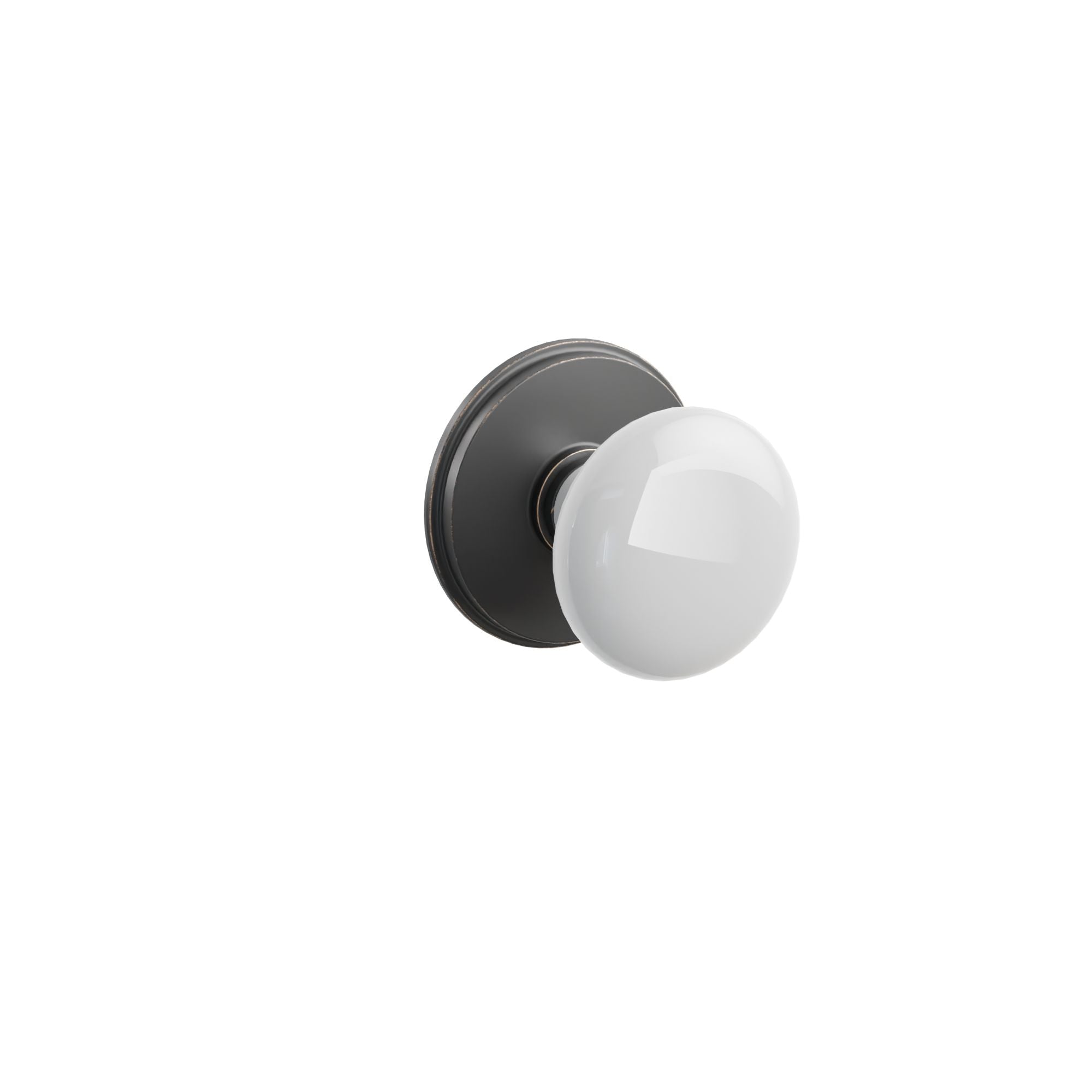 Emtek Concealed Fastener Ice White Porcelain Knob Set With Watford Rosette