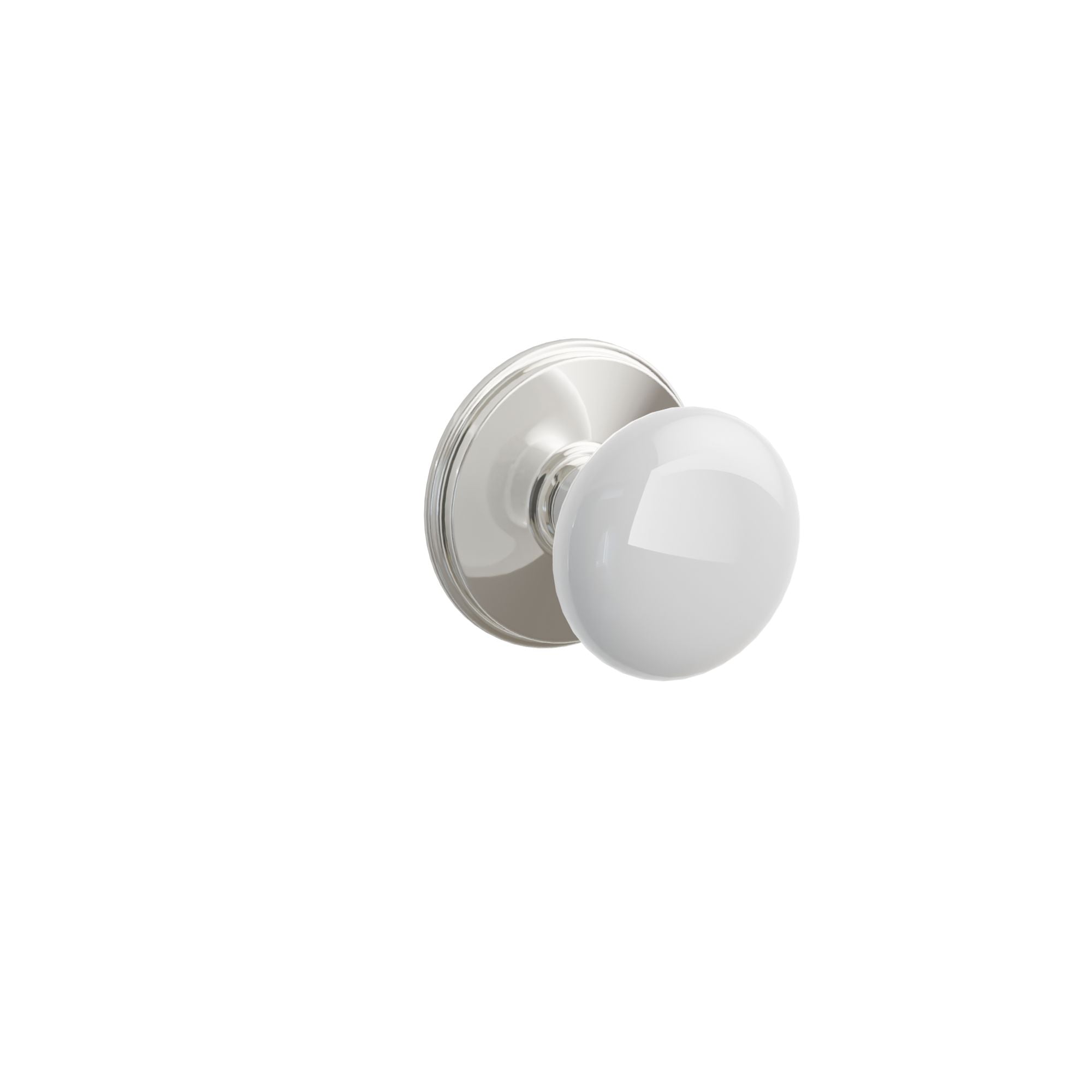 Emtek Concealed Fastener Ice White Porcelain Knob Set With Watford Rosette