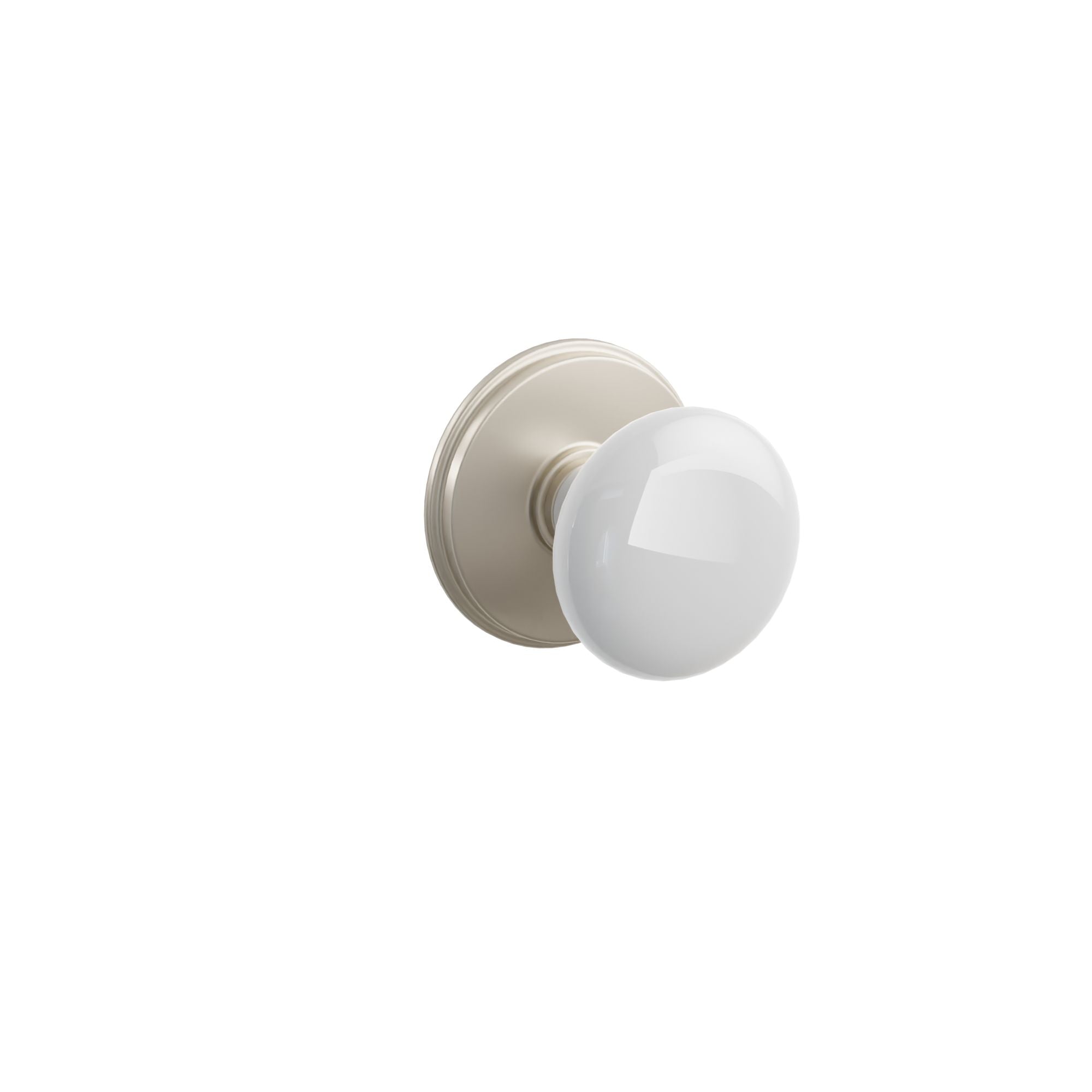 Emtek Concealed Fastener Ice White Porcelain Knob Set With Watford Rosette