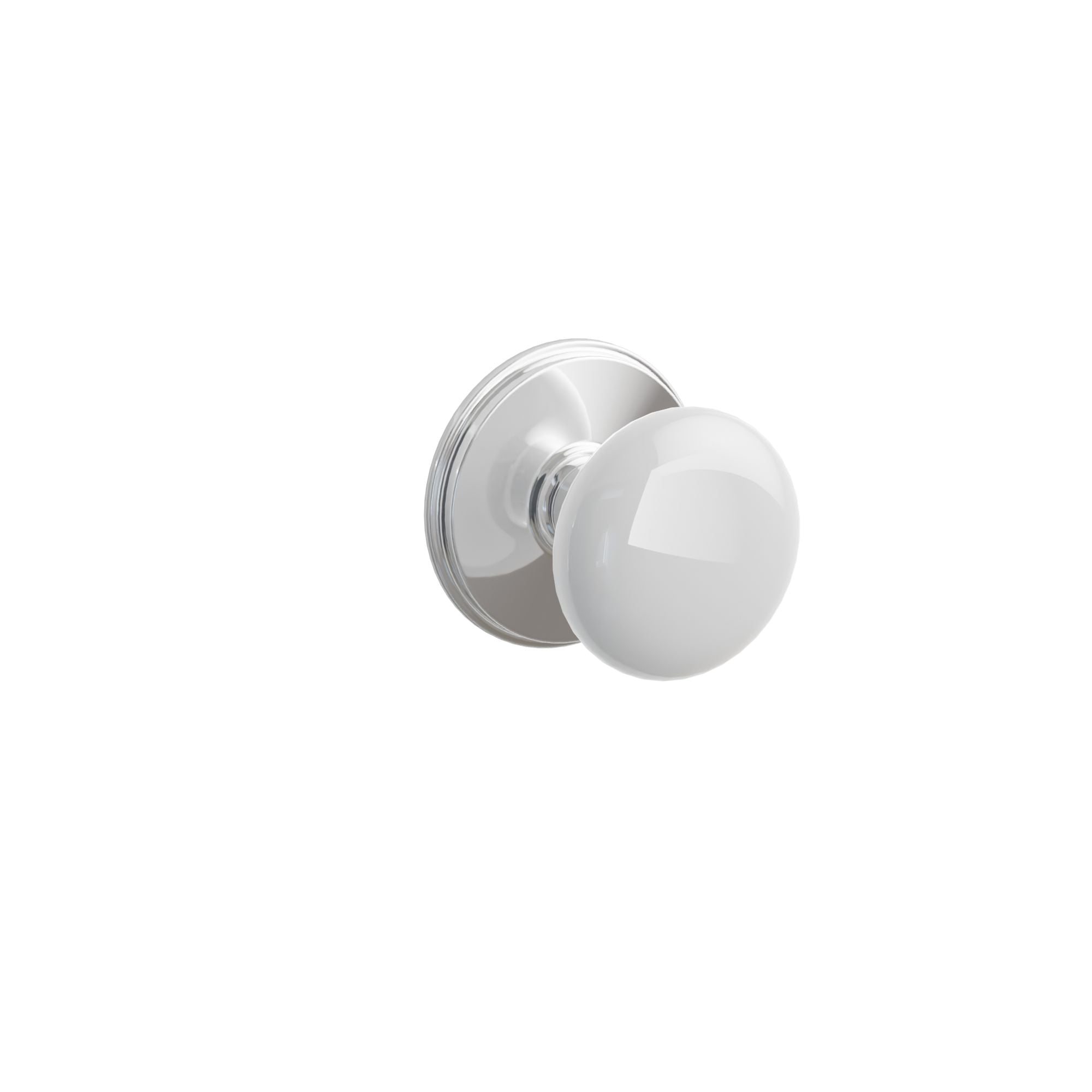 Emtek Concealed Fastener Ice White Porcelain Knob Set With Watford Rosette
