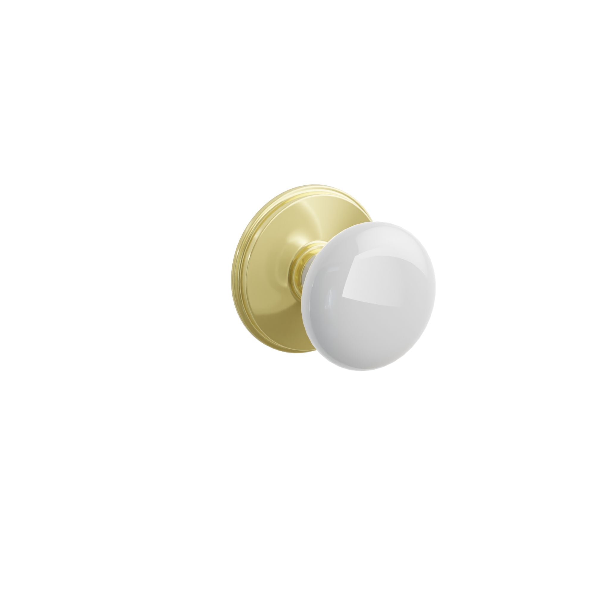 Emtek Concealed Fastener Ice White Porcelain Knob Set With Watford Rosette