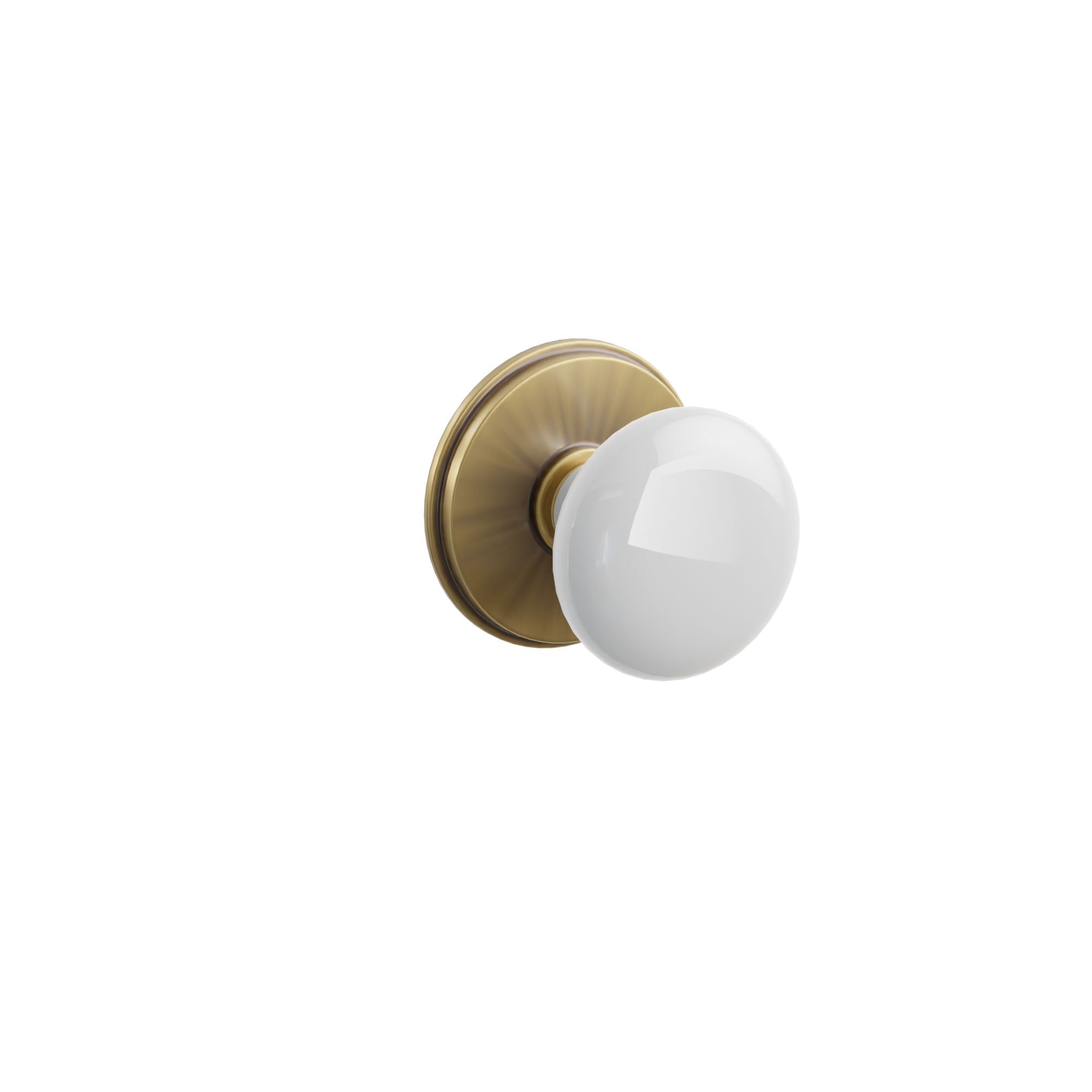 Emtek Concealed Fastener Ice White Porcelain Knob Set With Watford Rosette