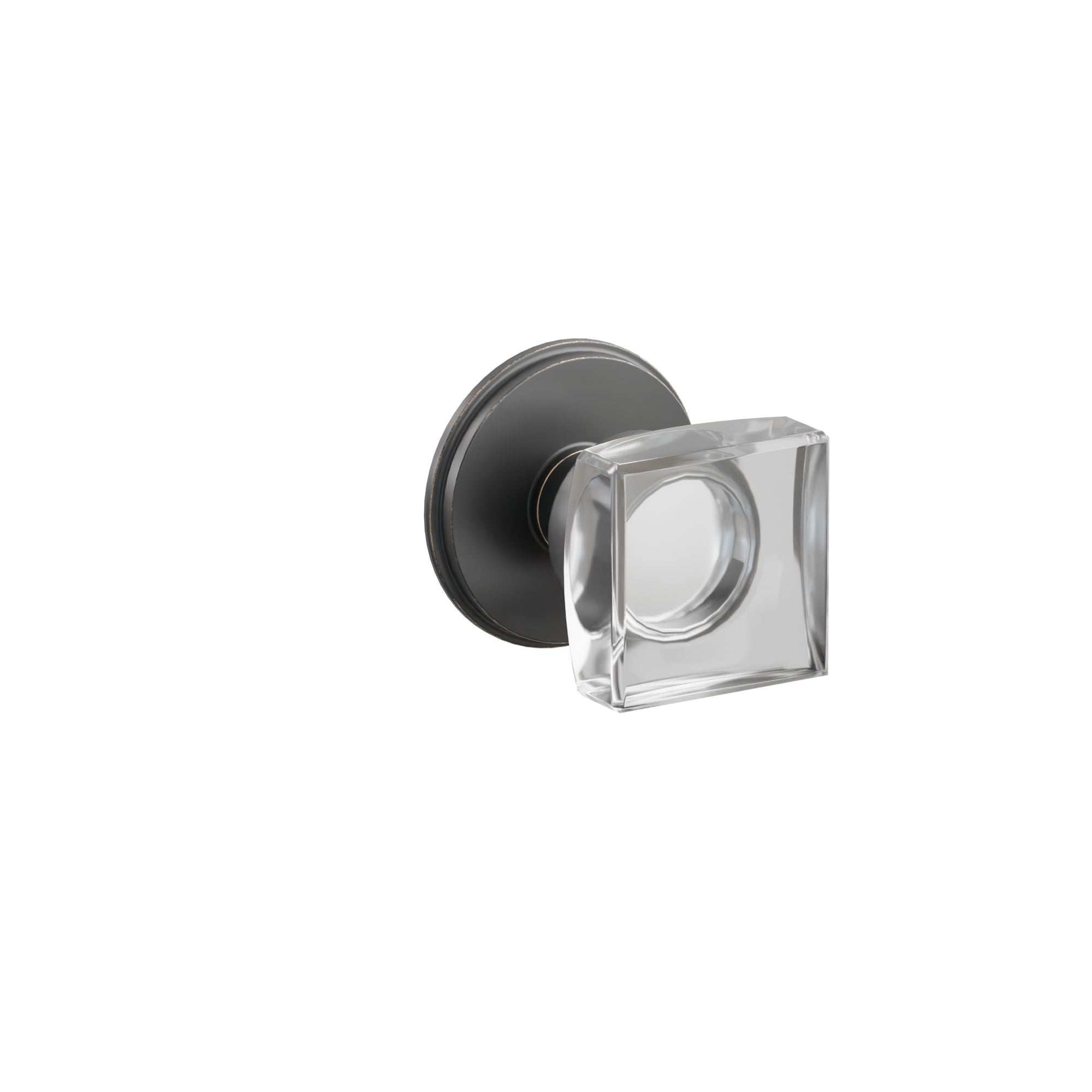 Emtek Modern Square Glass Knob Set with Watford Rosette