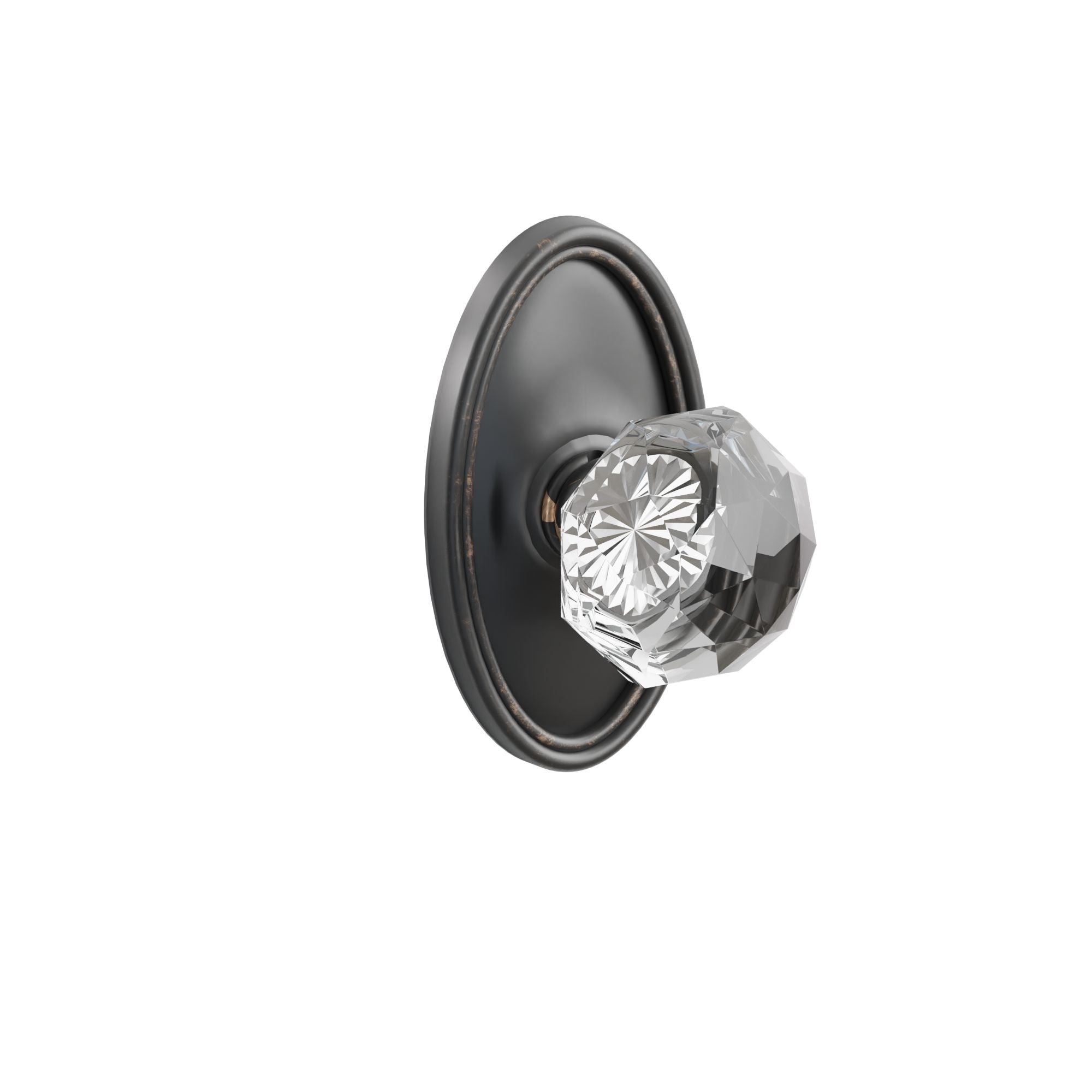 Emtek Concealed Fastener Diamond Glass Knob Set With Oval Rosette