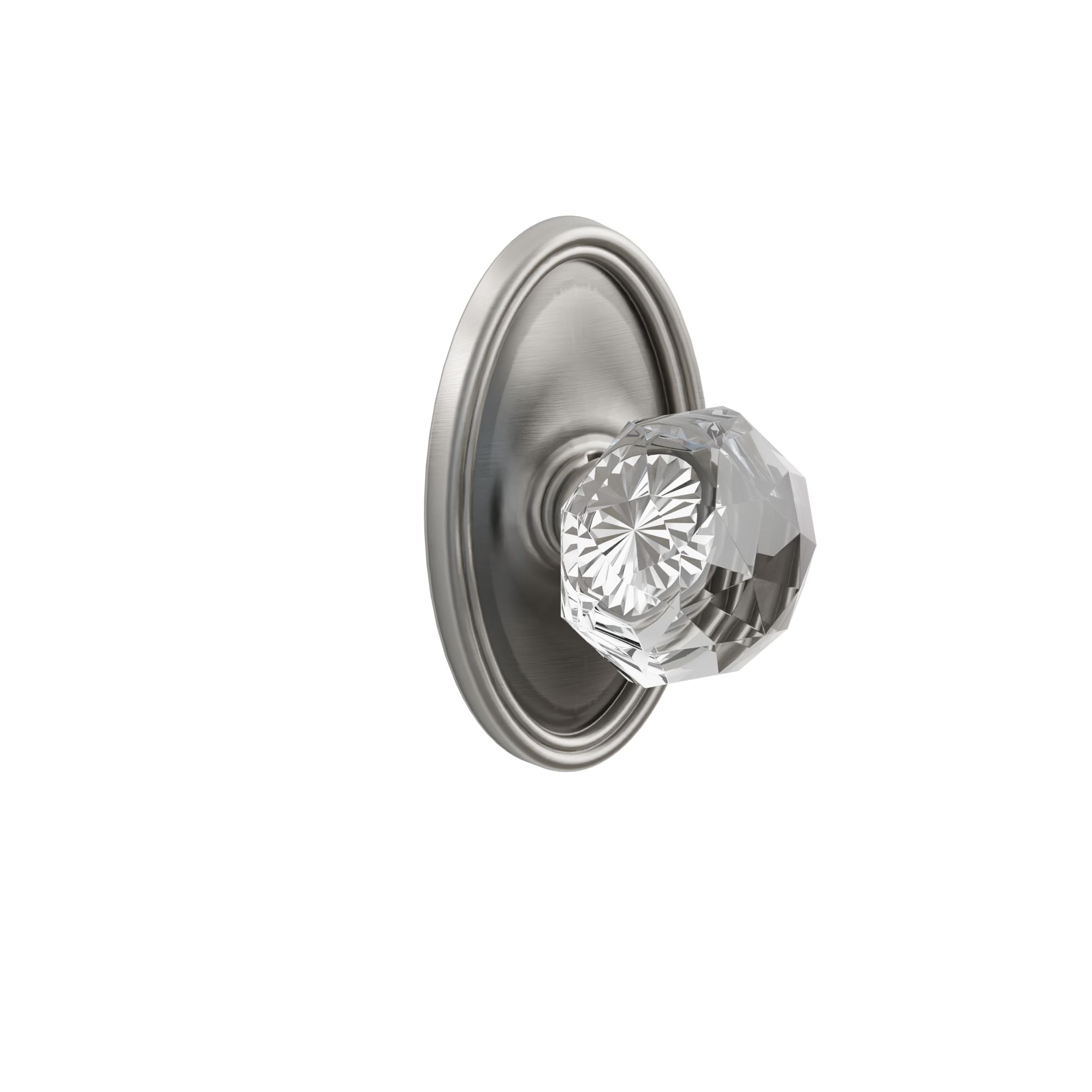 Emtek Concealed Fastener Diamond Glass Knob Set With Oval Rosette