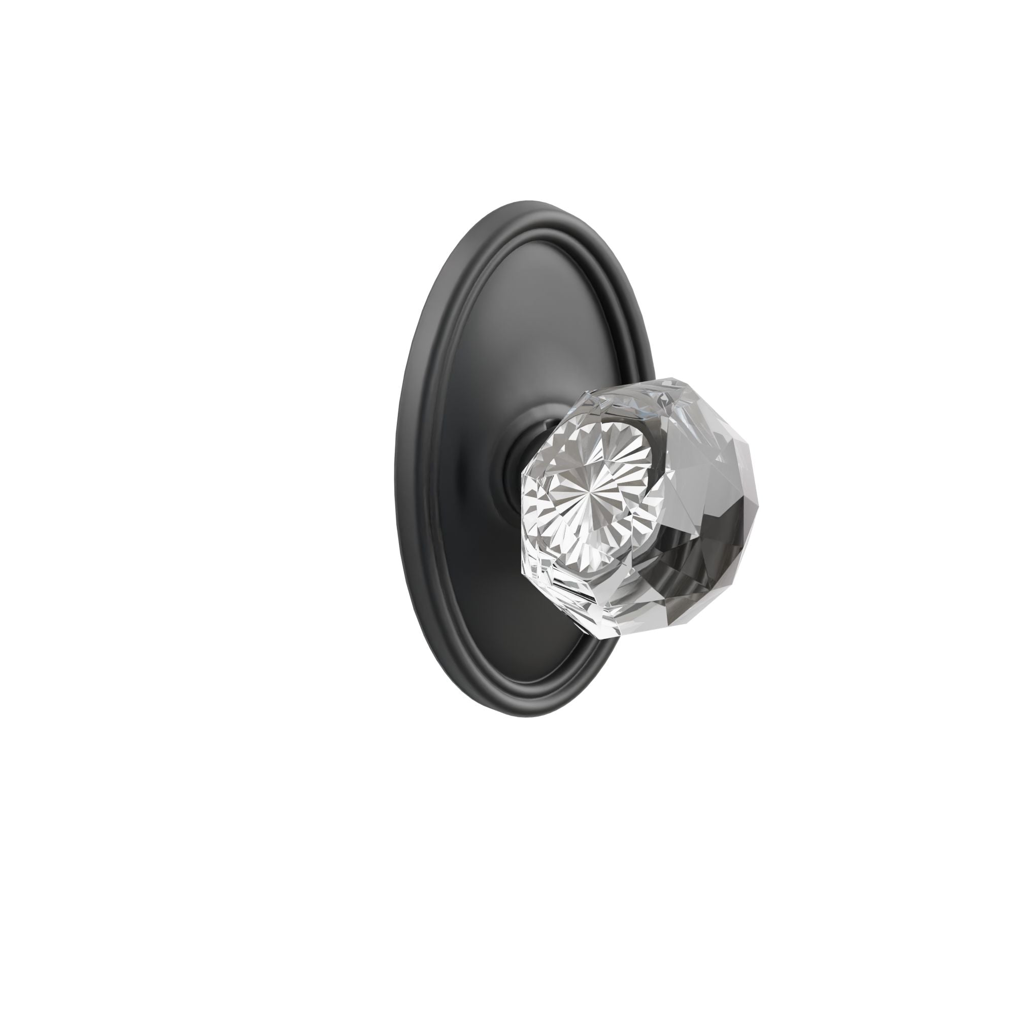 Emtek Concealed Fastener Diamond Glass Knob Set With Oval Rosette