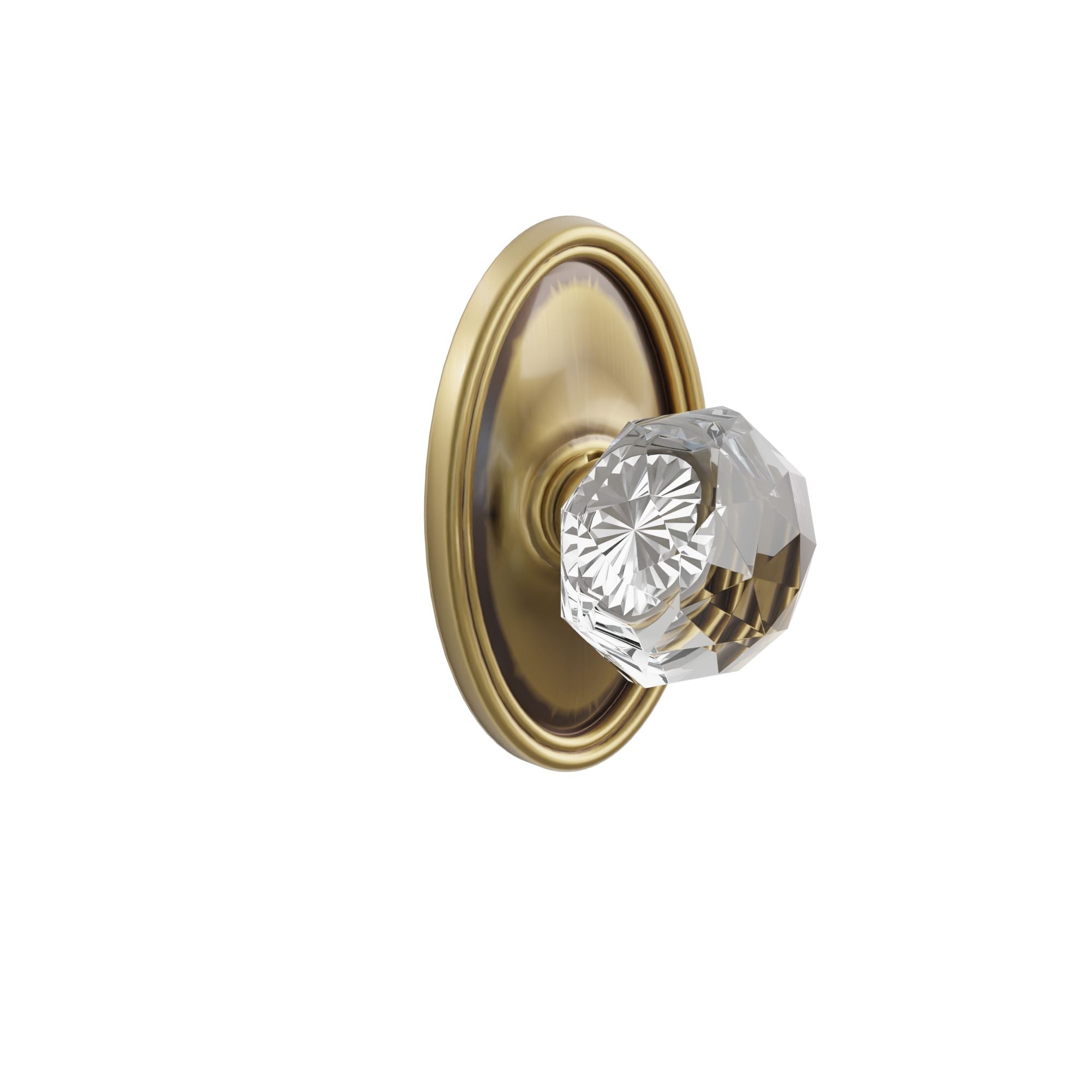 Emtek Concealed Fastener Diamond Glass Knob Set With Oval Rosette