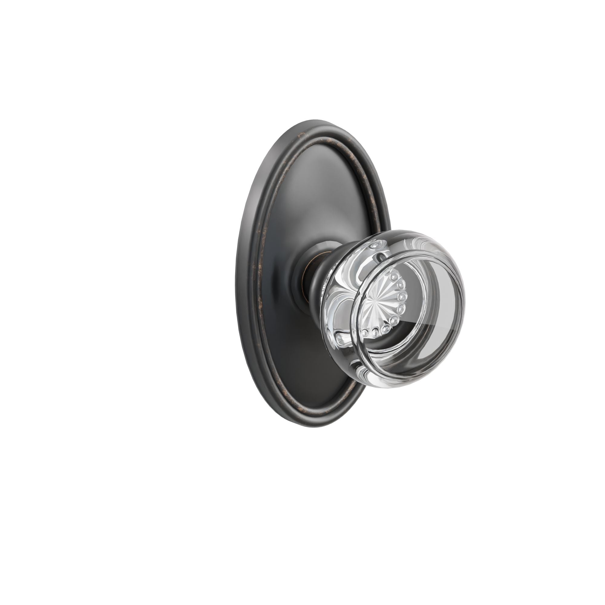 Emtek Concealed Fastener Georgetown Glass Knob Set With Oval Rosette