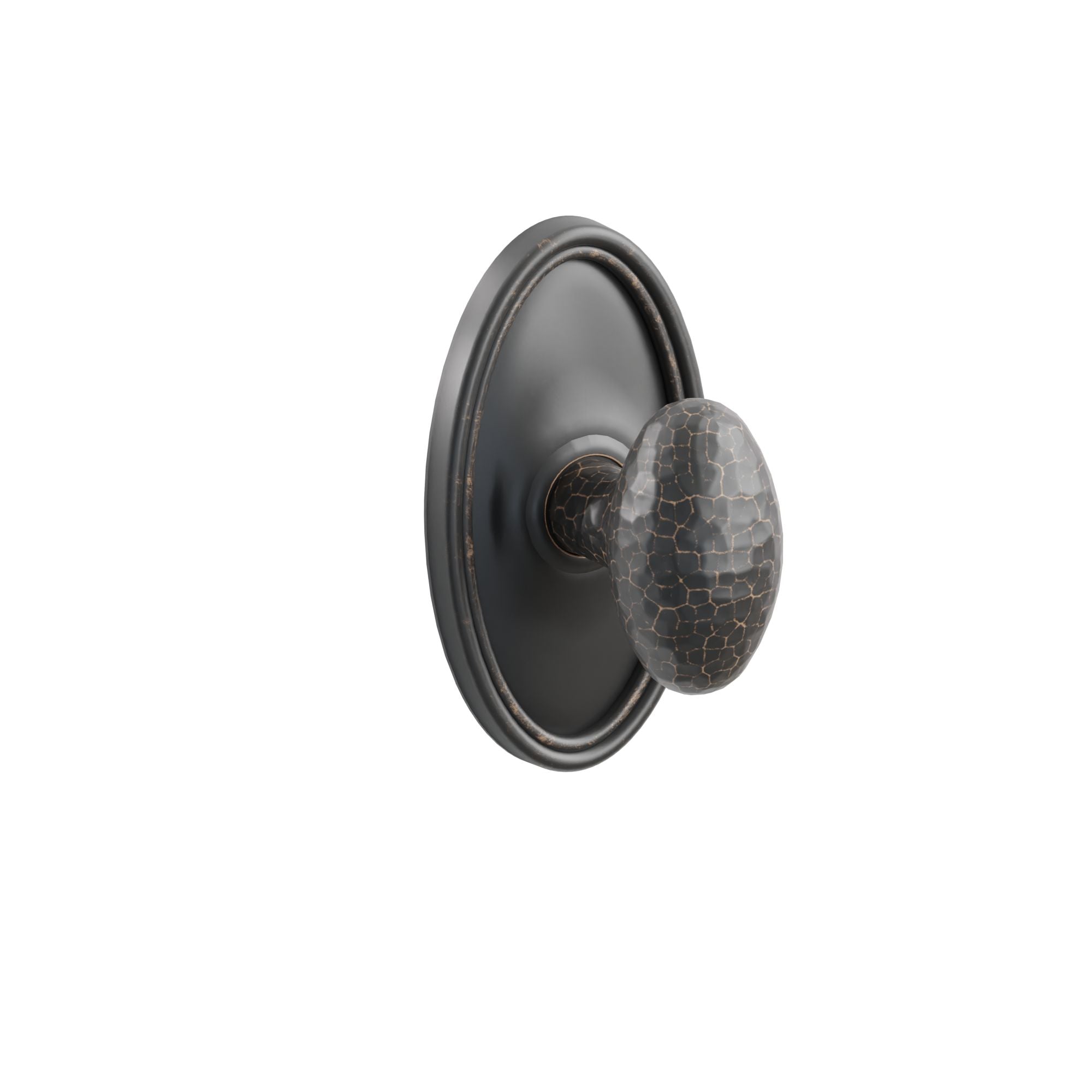 Emtek Hammered Egg Knob Set with Oval Rosette