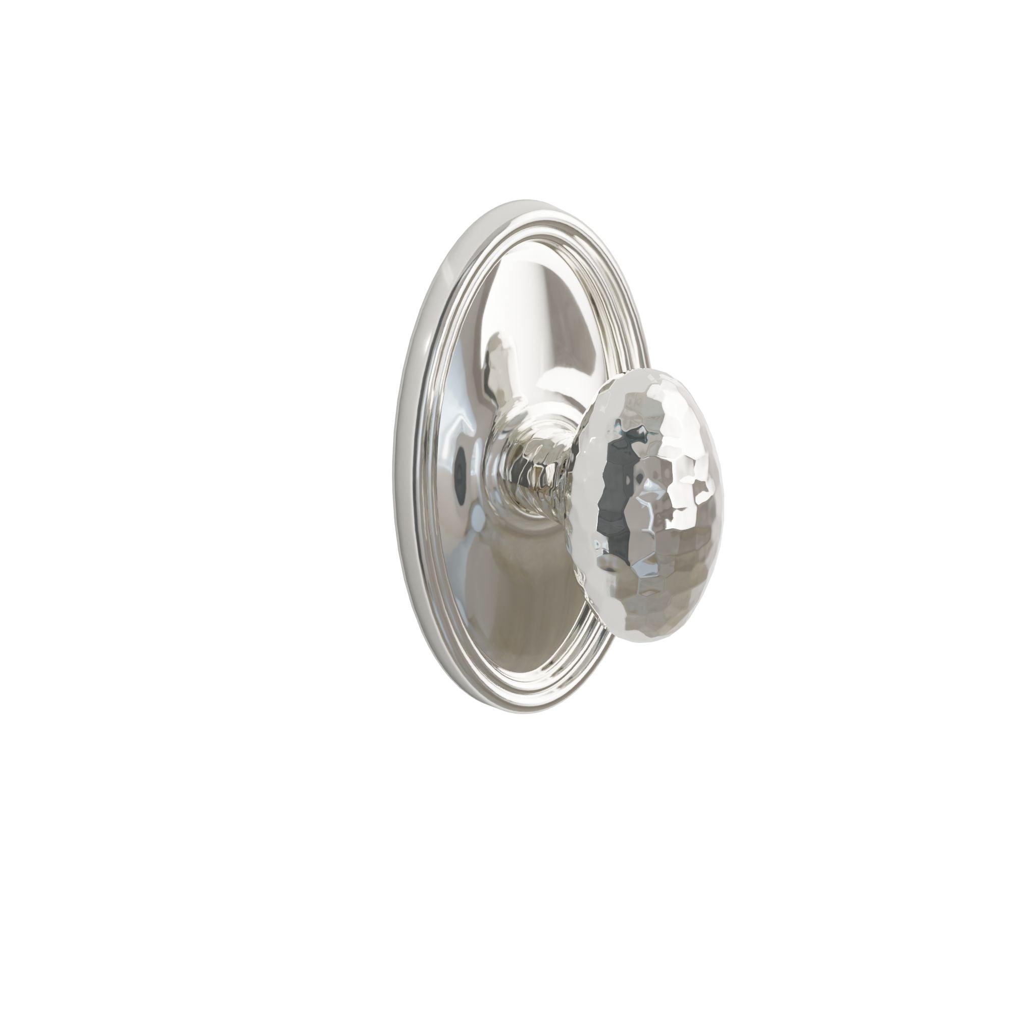 Emtek Concealed Fastener Hammered Egg Knob Set With Oval Rosette