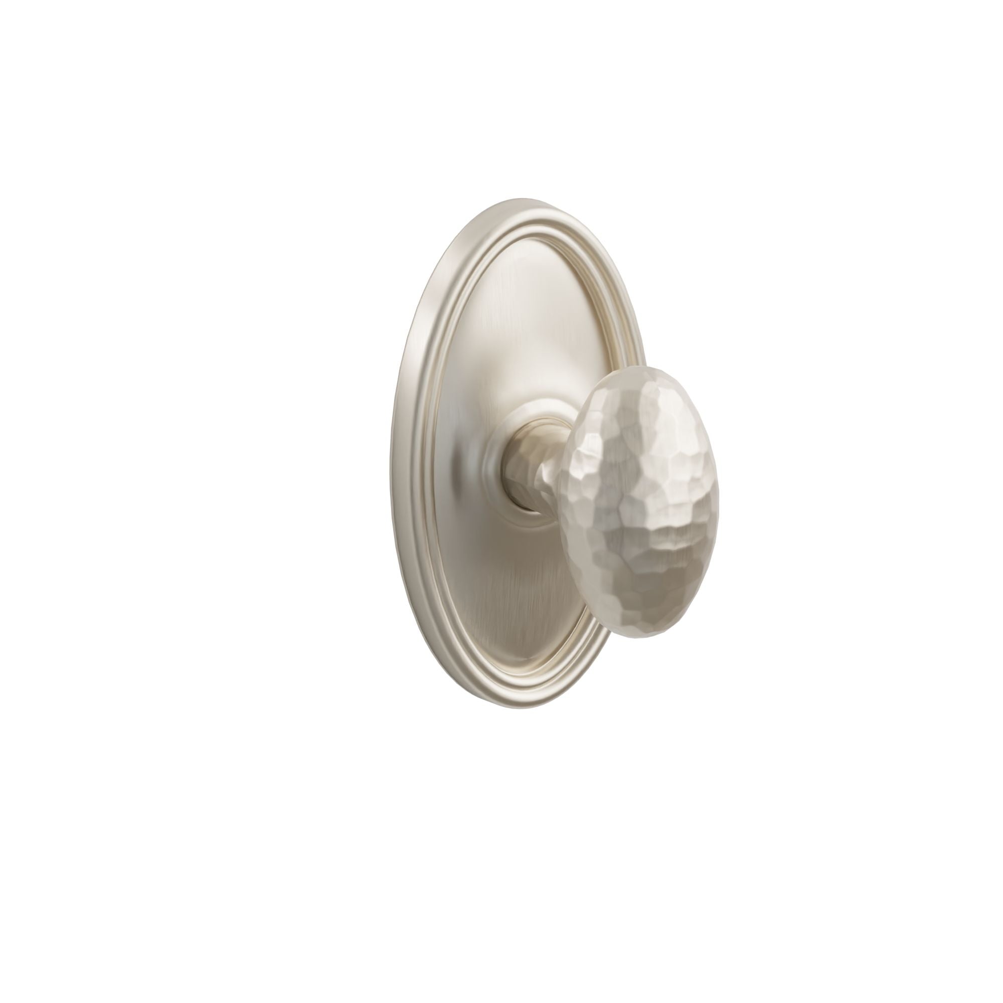 Emtek Concealed Fastener Hammered Egg Knob Set With Oval Rosette