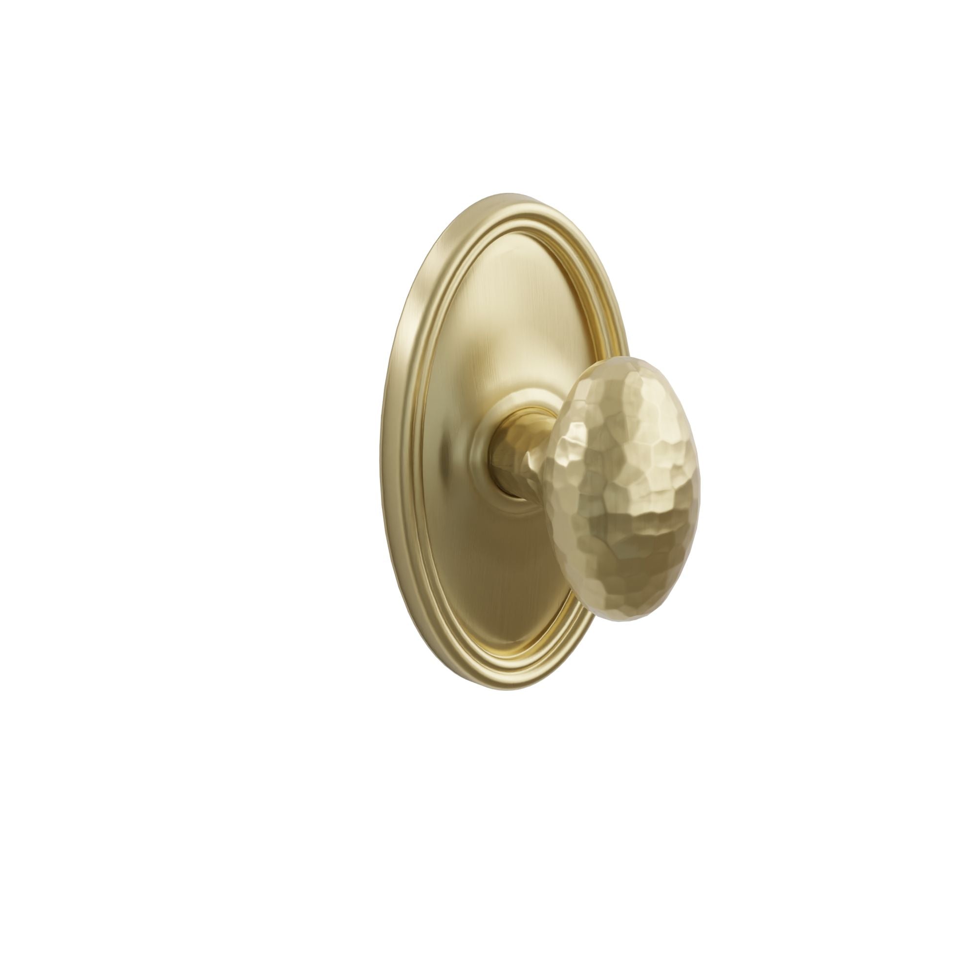 Emtek Hammered Egg Knob Set with Oval Rosette