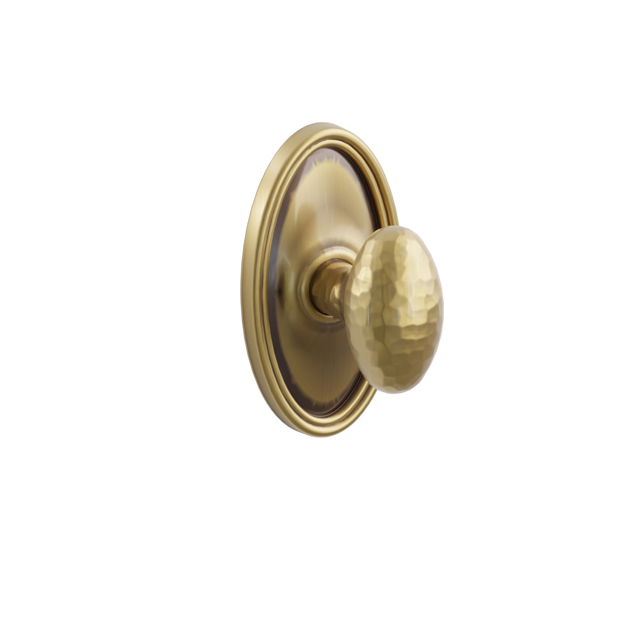 Emtek Hammered Egg Knob Set with Oval Rosette