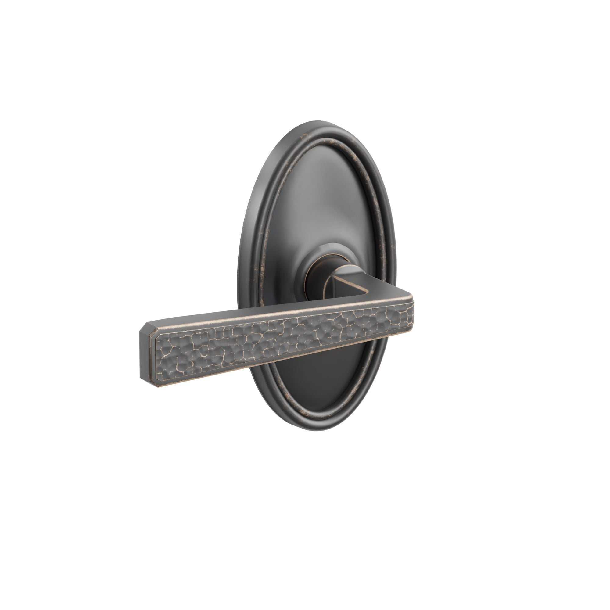 Emtek Concealed Fastener Hammered Lever Set With Oval Rosette