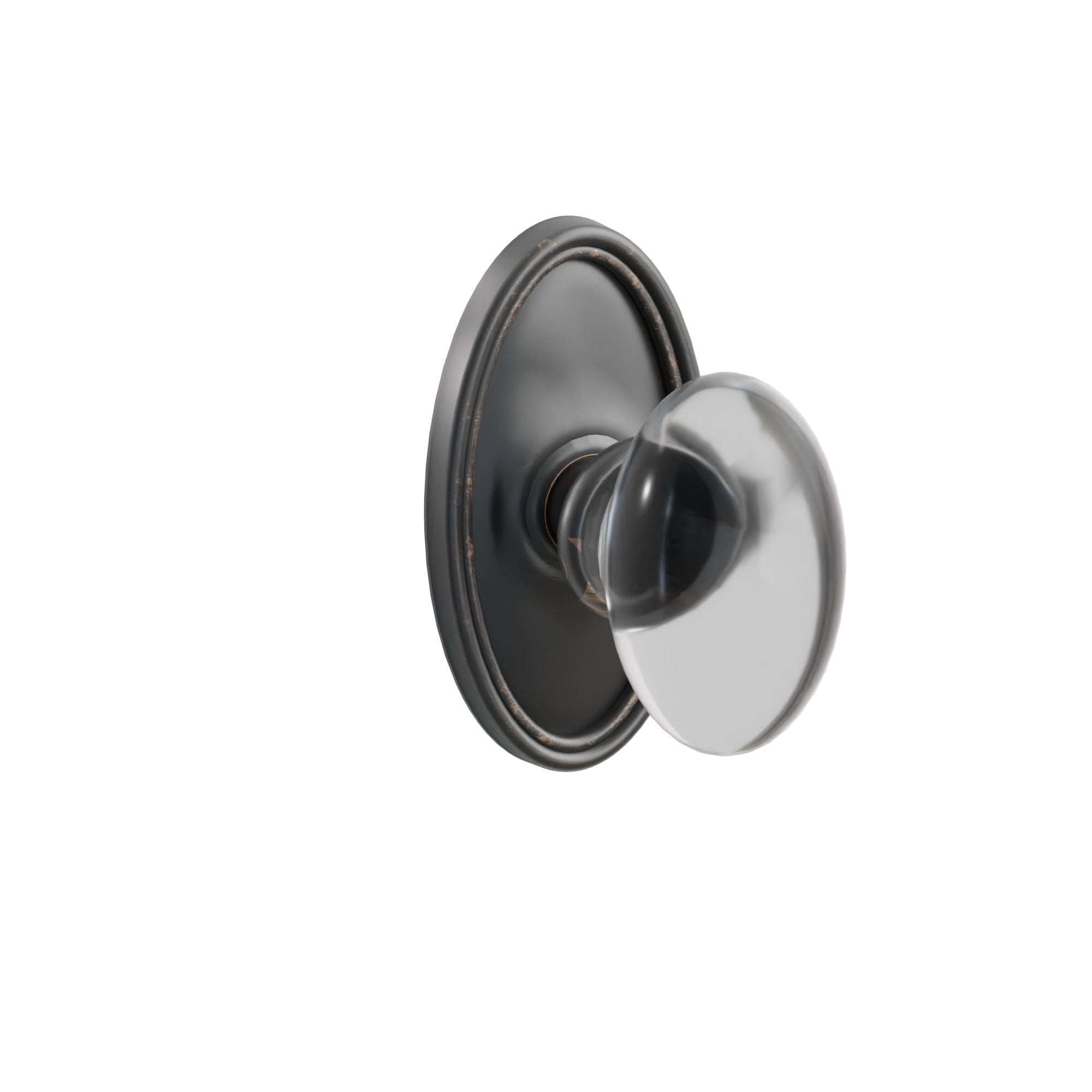 Emtek Concealed Fastener Hampton Glass Knob Set With Oval Rosette