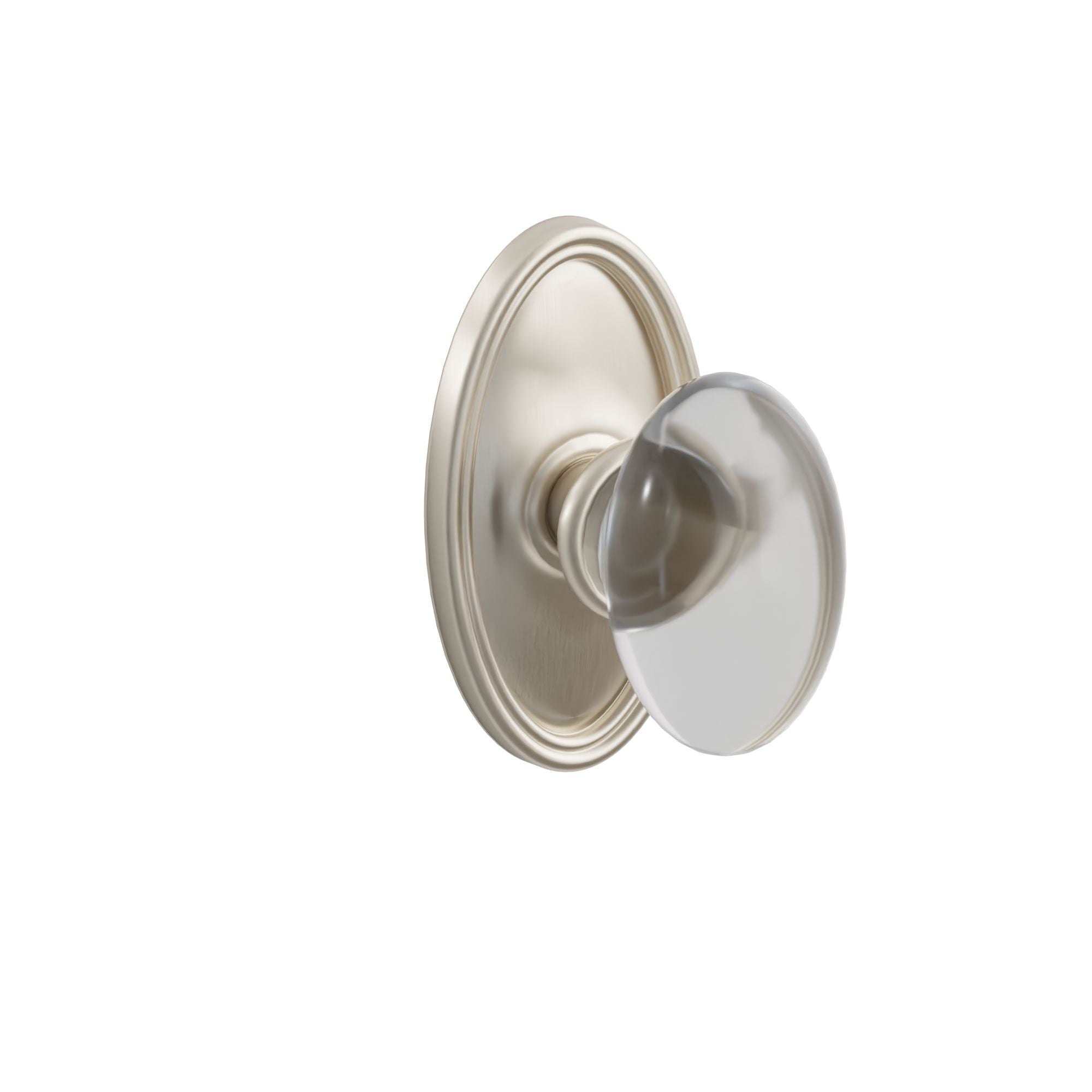 Emtek Concealed Fastener Hampton Glass Knob Set With Oval Rosette
